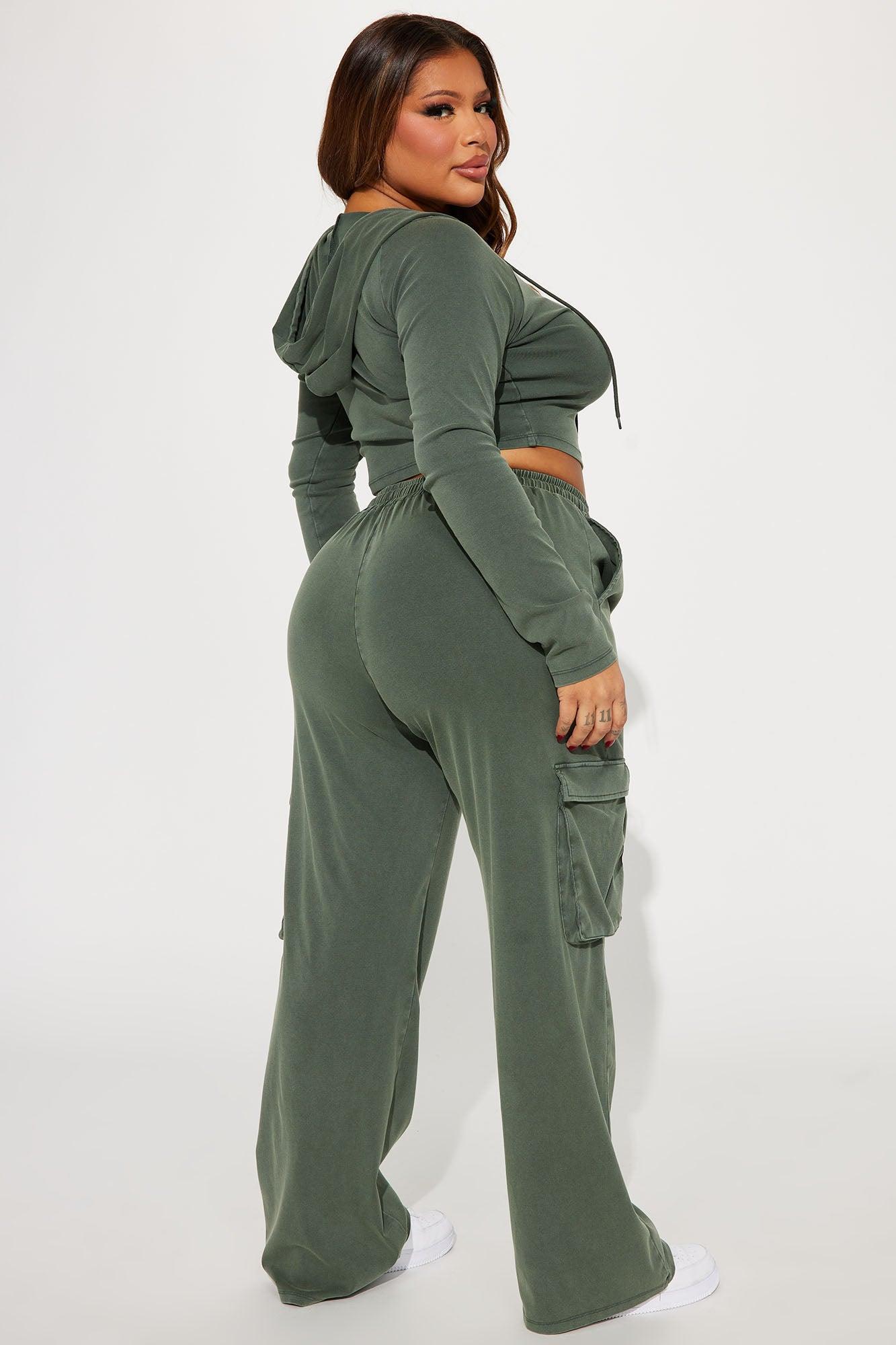 Keep It Casual Washed Pant Set - Olive Product Image