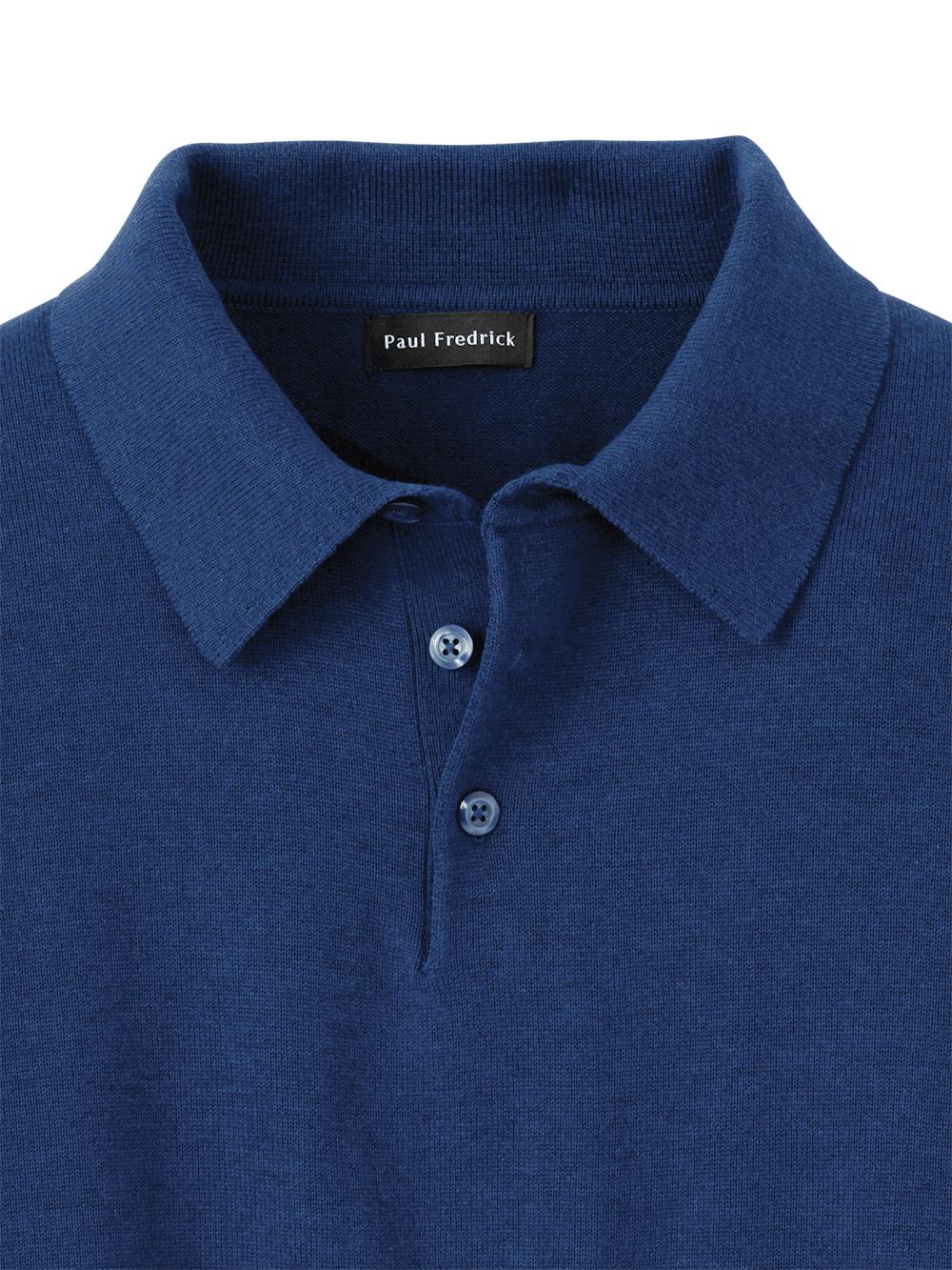 Supima Cotton Three Button Polo - Dark Blue Product Image