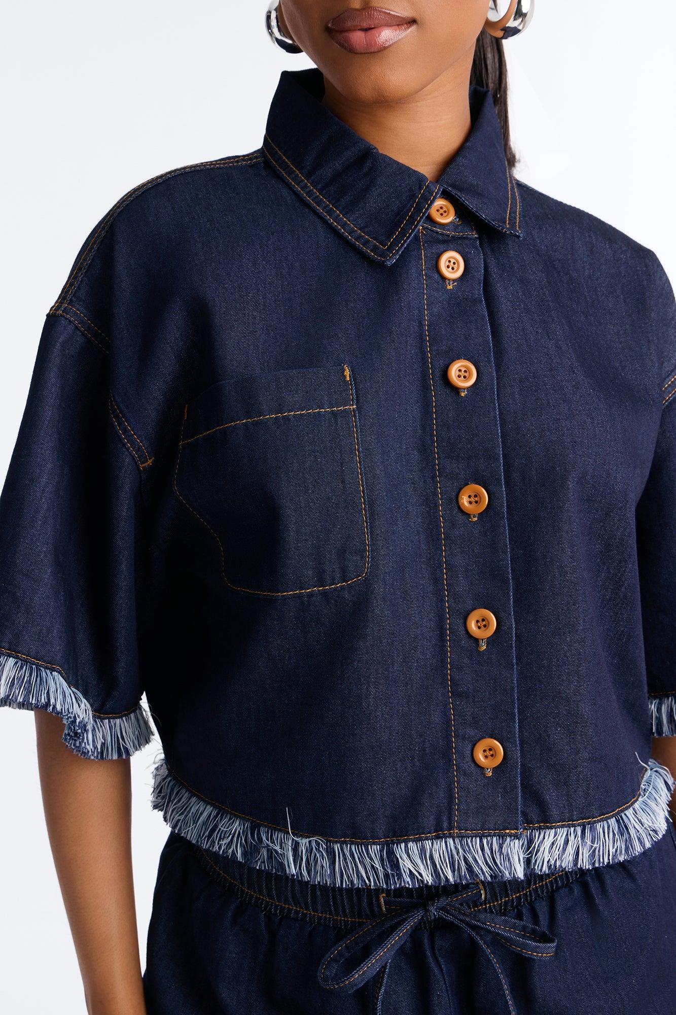 Farina Fringe Short Set - Dark Wash Female Product Image