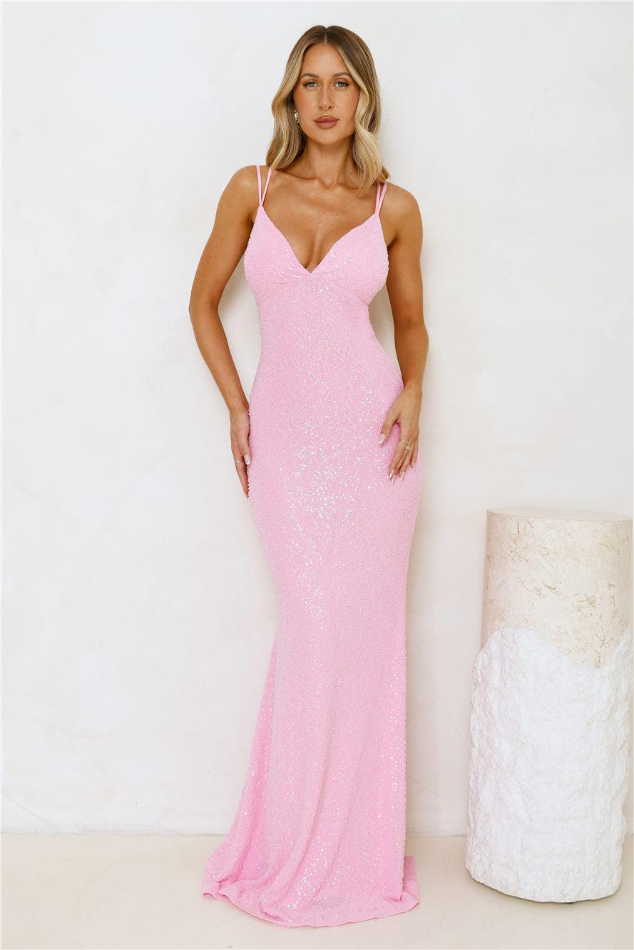 Shimmering Elegance Maxi Dress Pink Product Image