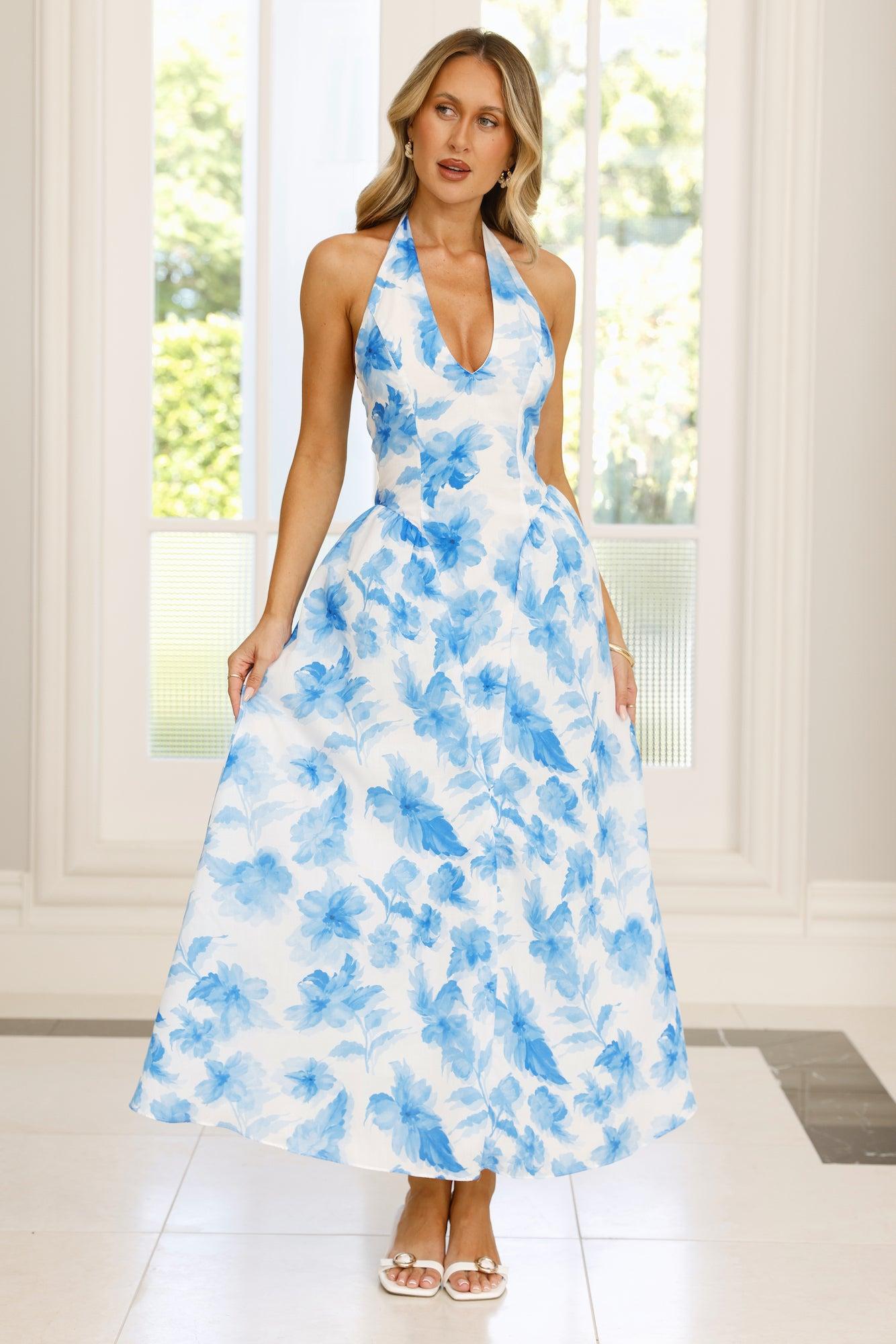 Emilienne Halter Maxi Dress Blue Product Image
