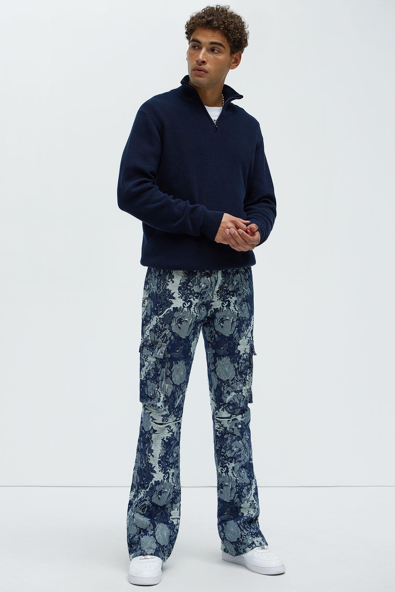 Shawn Quarter Zip Sweater - Navy Product Image