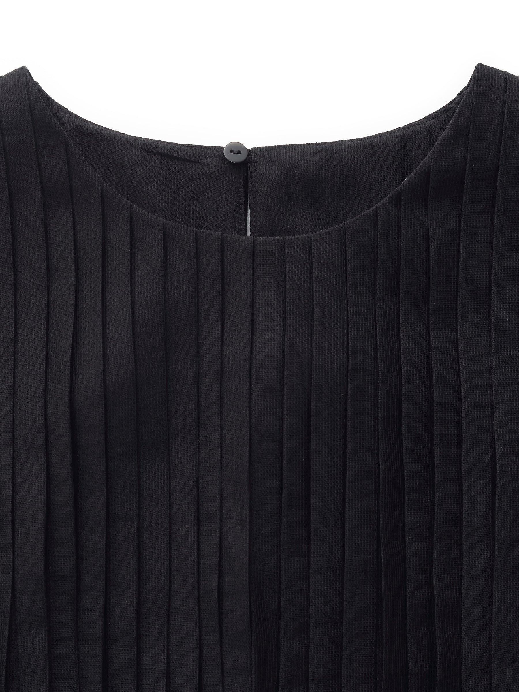 Tencel Blend Ruffle Hem Pleated Tank Top And A-Line Skirt Two-Piece Se Product Image