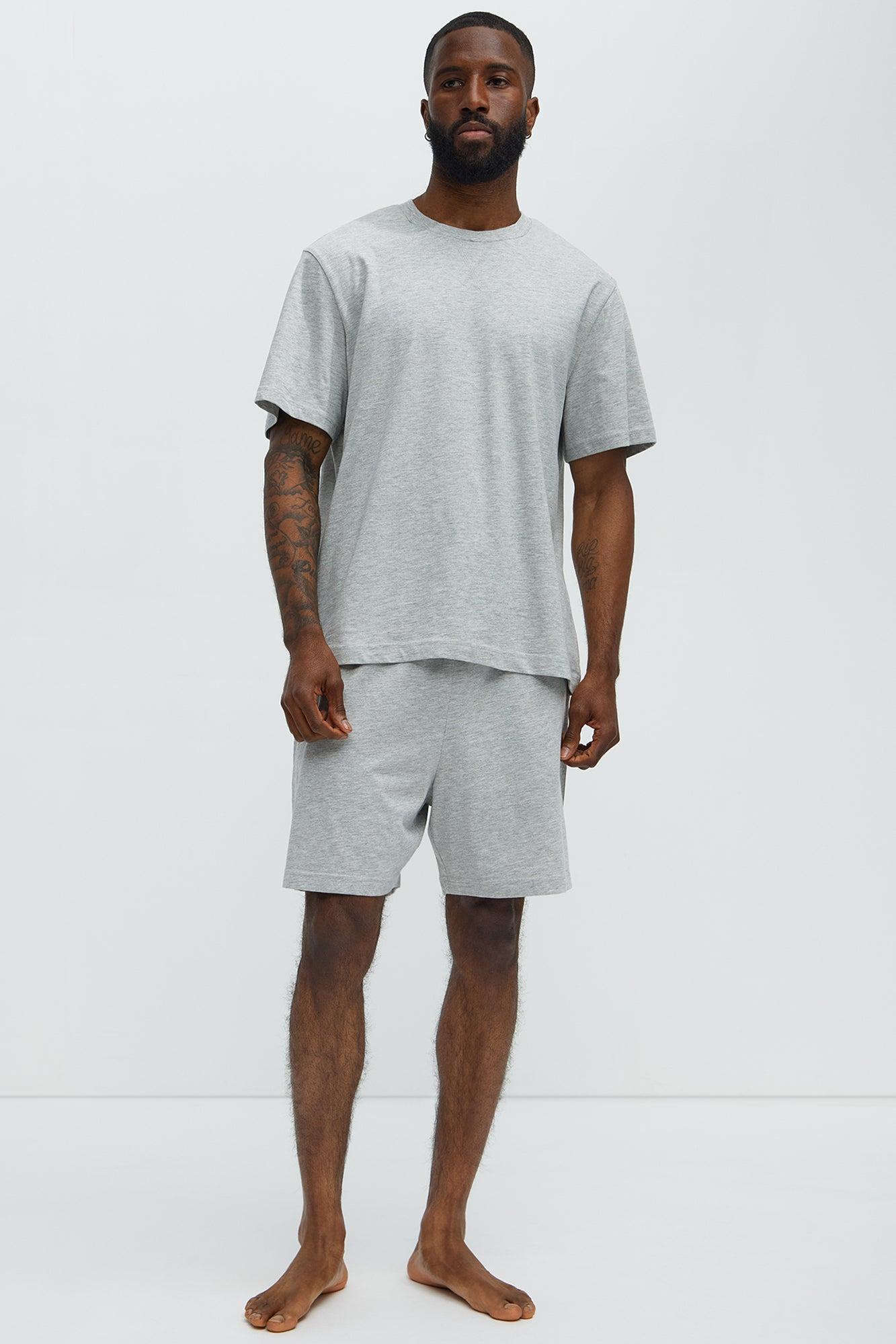 Essential Cotton Lounge Short Sleeve Tee - Heather Grey Product Image