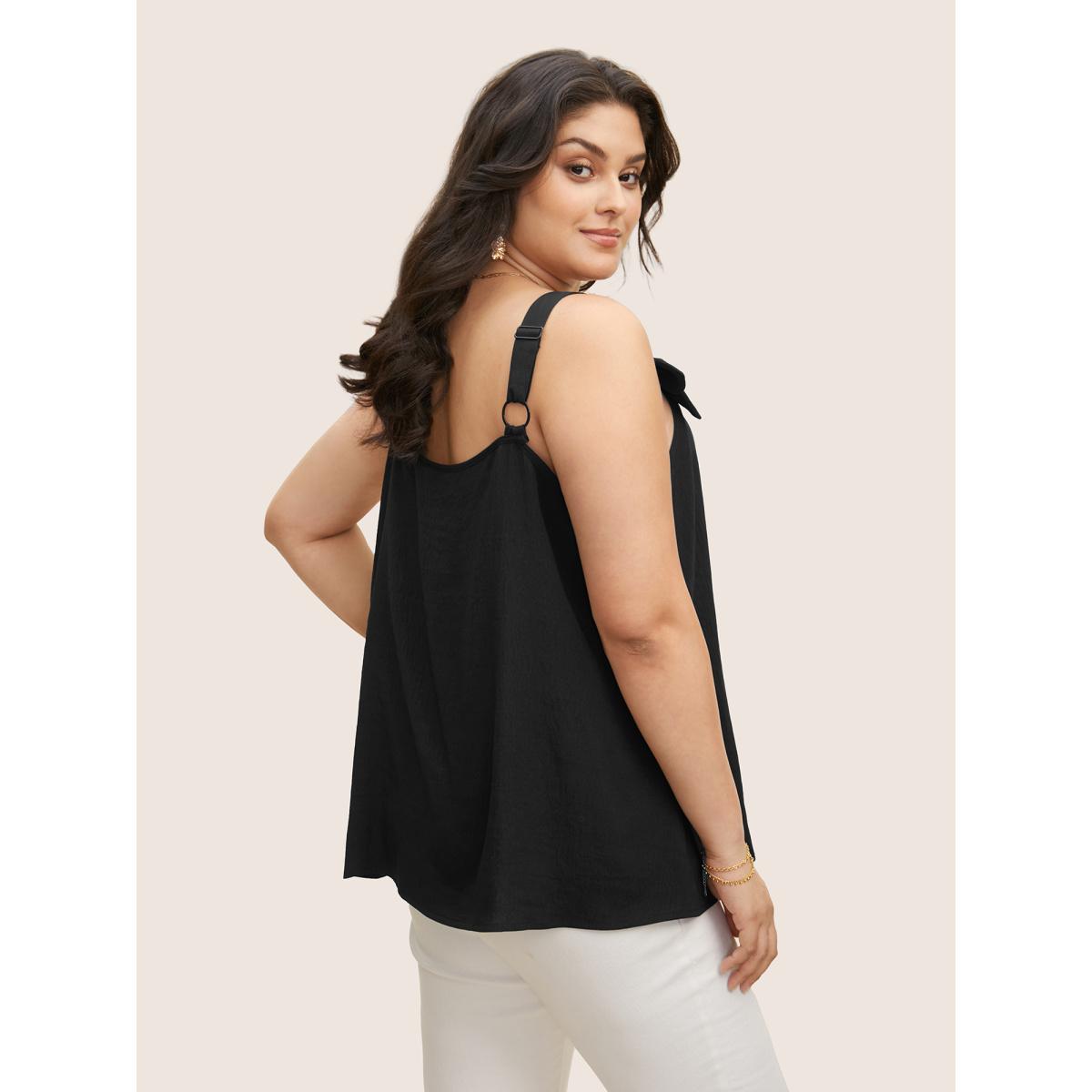 Plus Size Stereo Flower Design Cami Top Women Black Elegant Patchwork Square Neck Everyday Tank Tops Camis BloomChic 12/L Product Image
