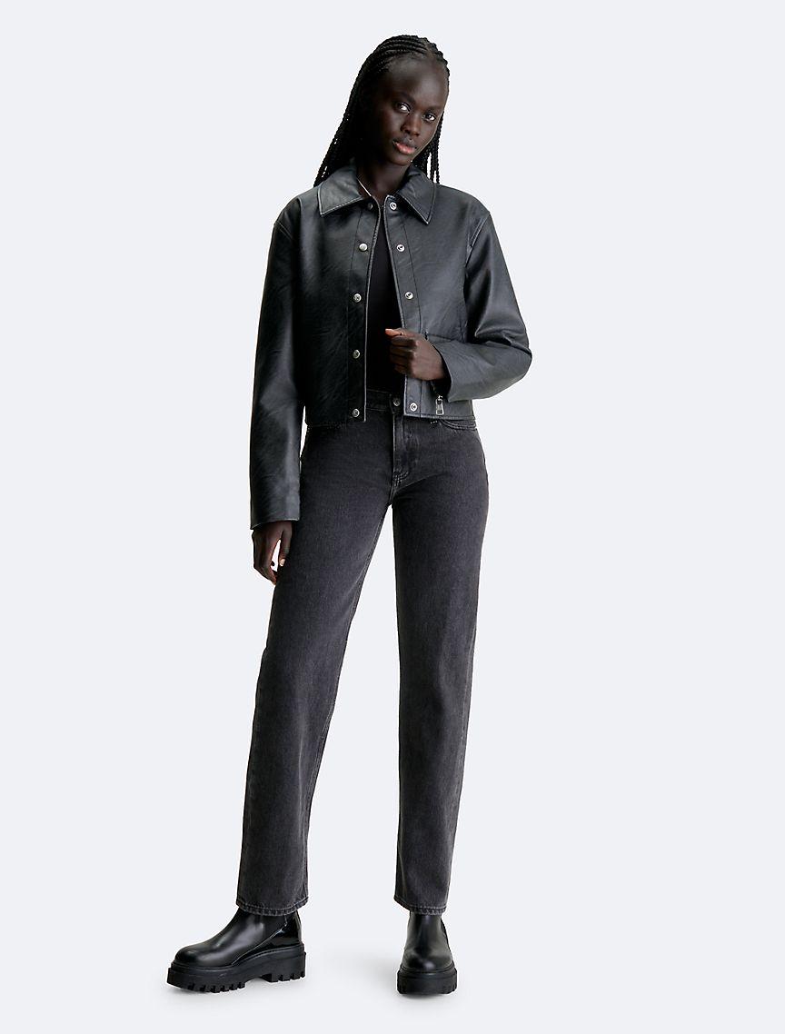 Faux Leather Shirt Jacket Product Image