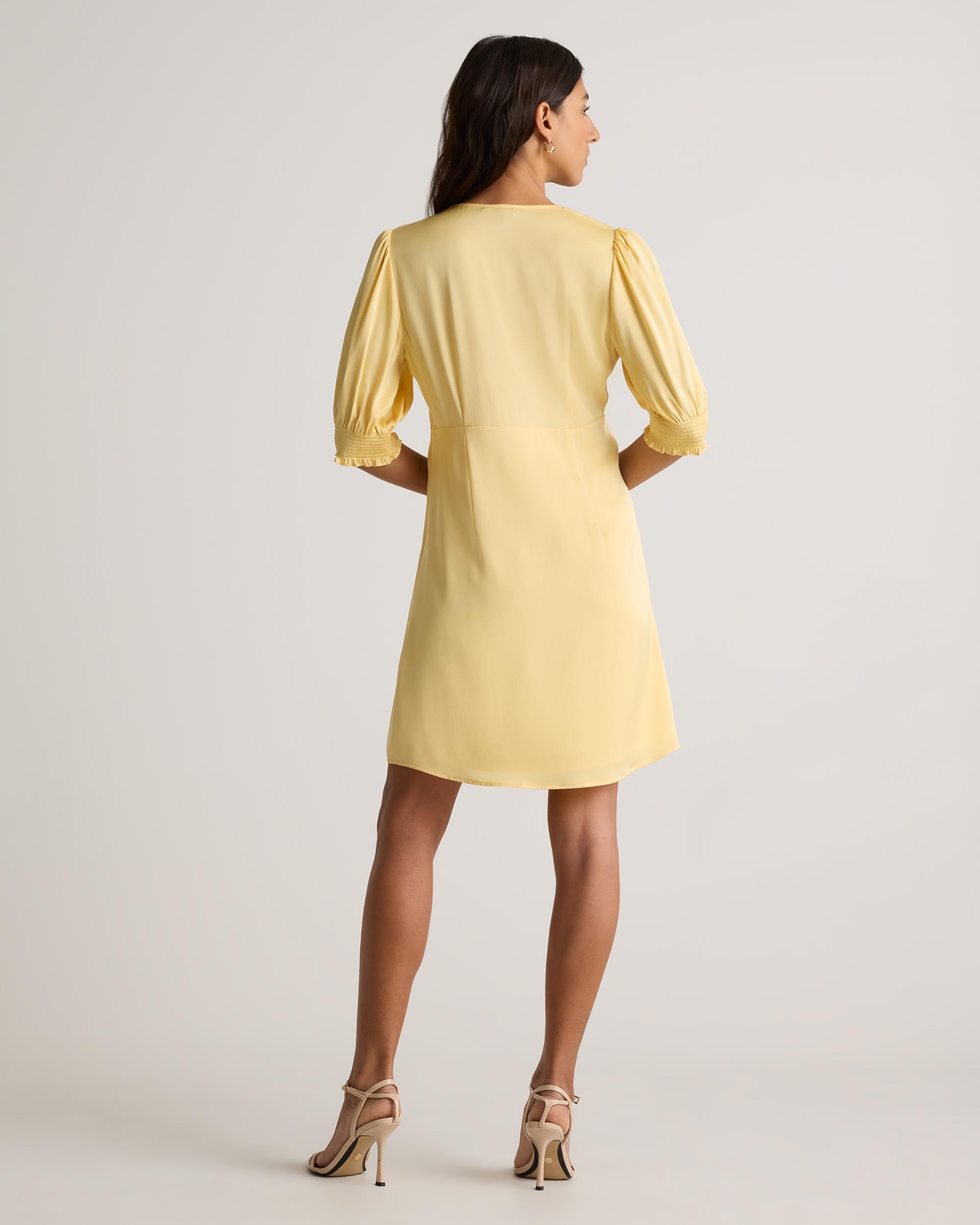 Quince | Women's Washable Stretch Silk Puff Sleeve Mini Dress Mulberry Silk Product Image