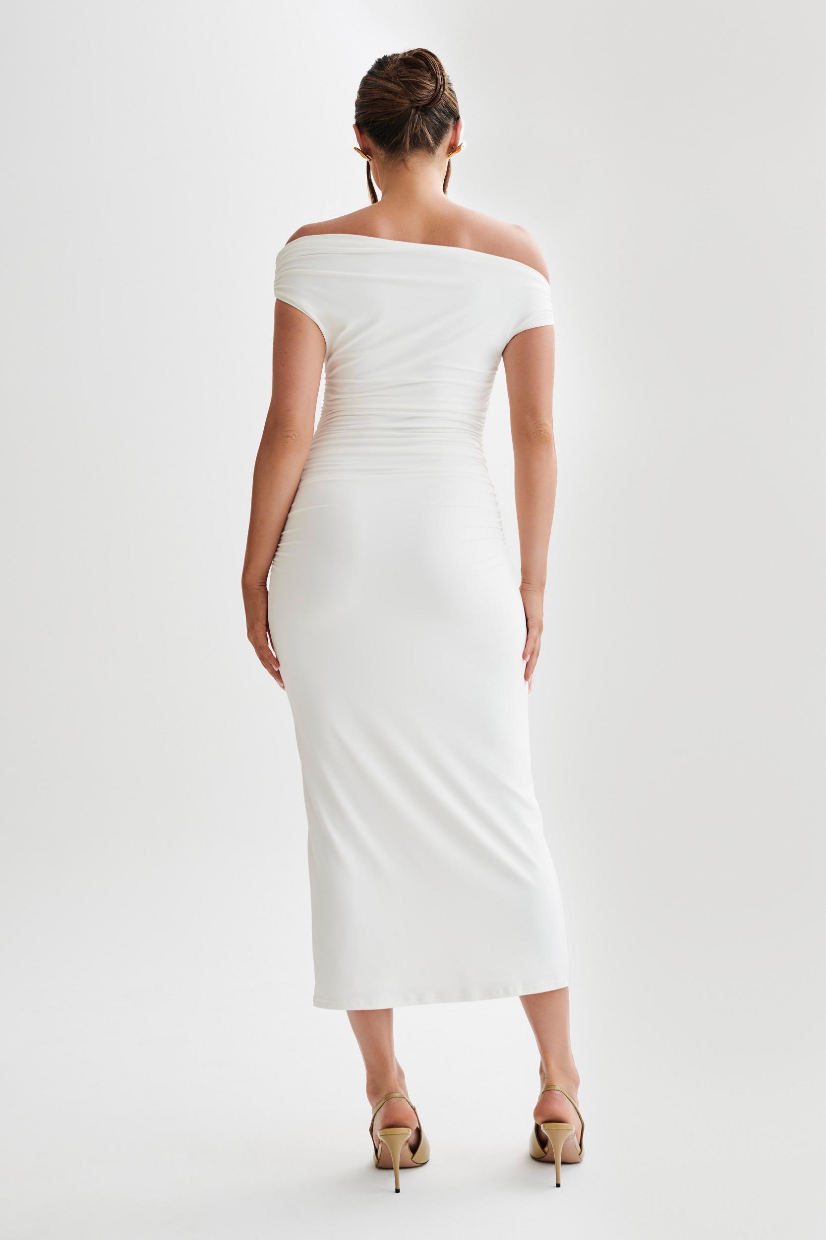 Alayna Recycled Nylon Midi Dress - White Product Image