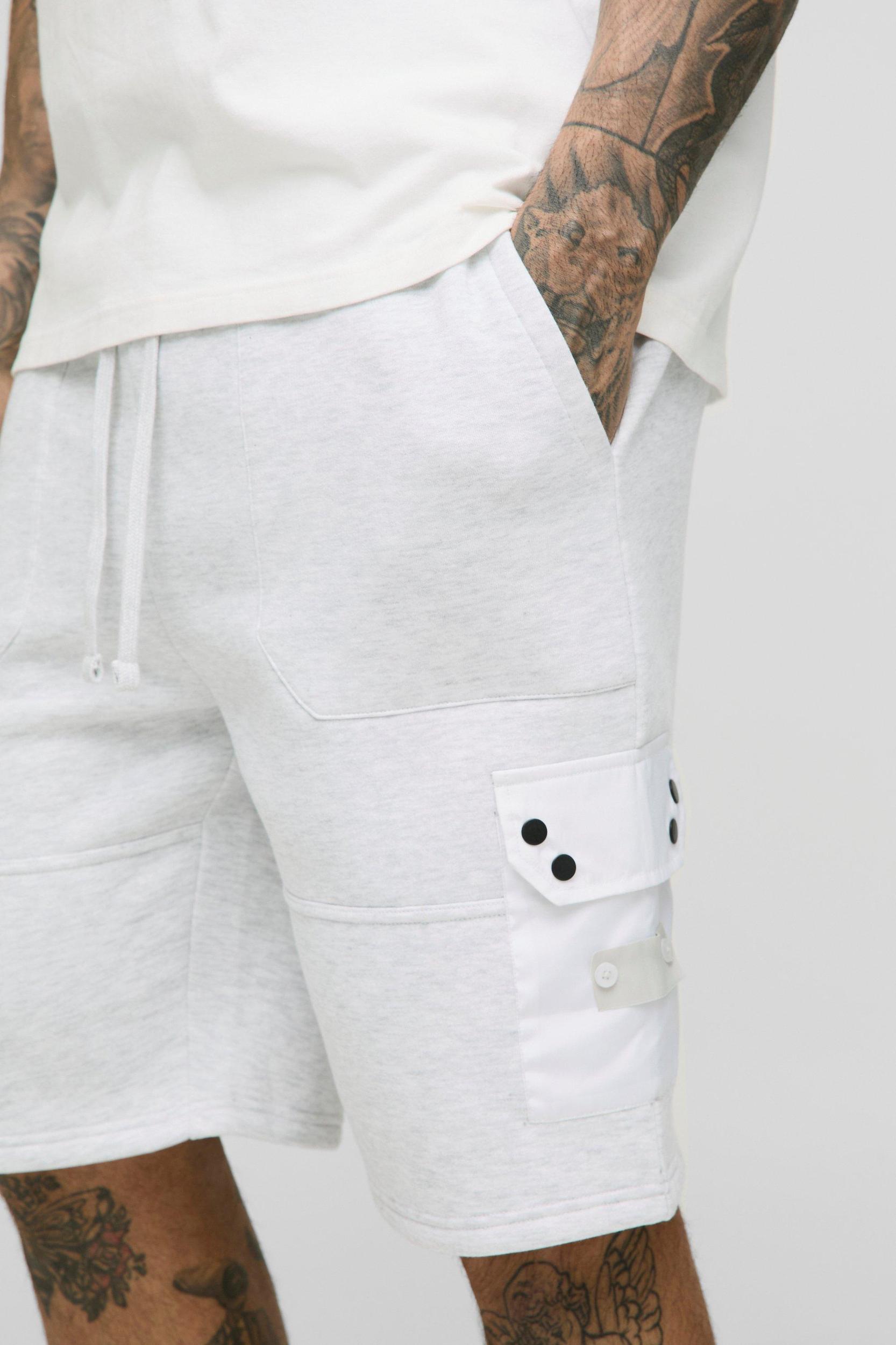 Tall Utility Pocket Loose Fit Jersey Shorts | boohooMAN USA Product Image