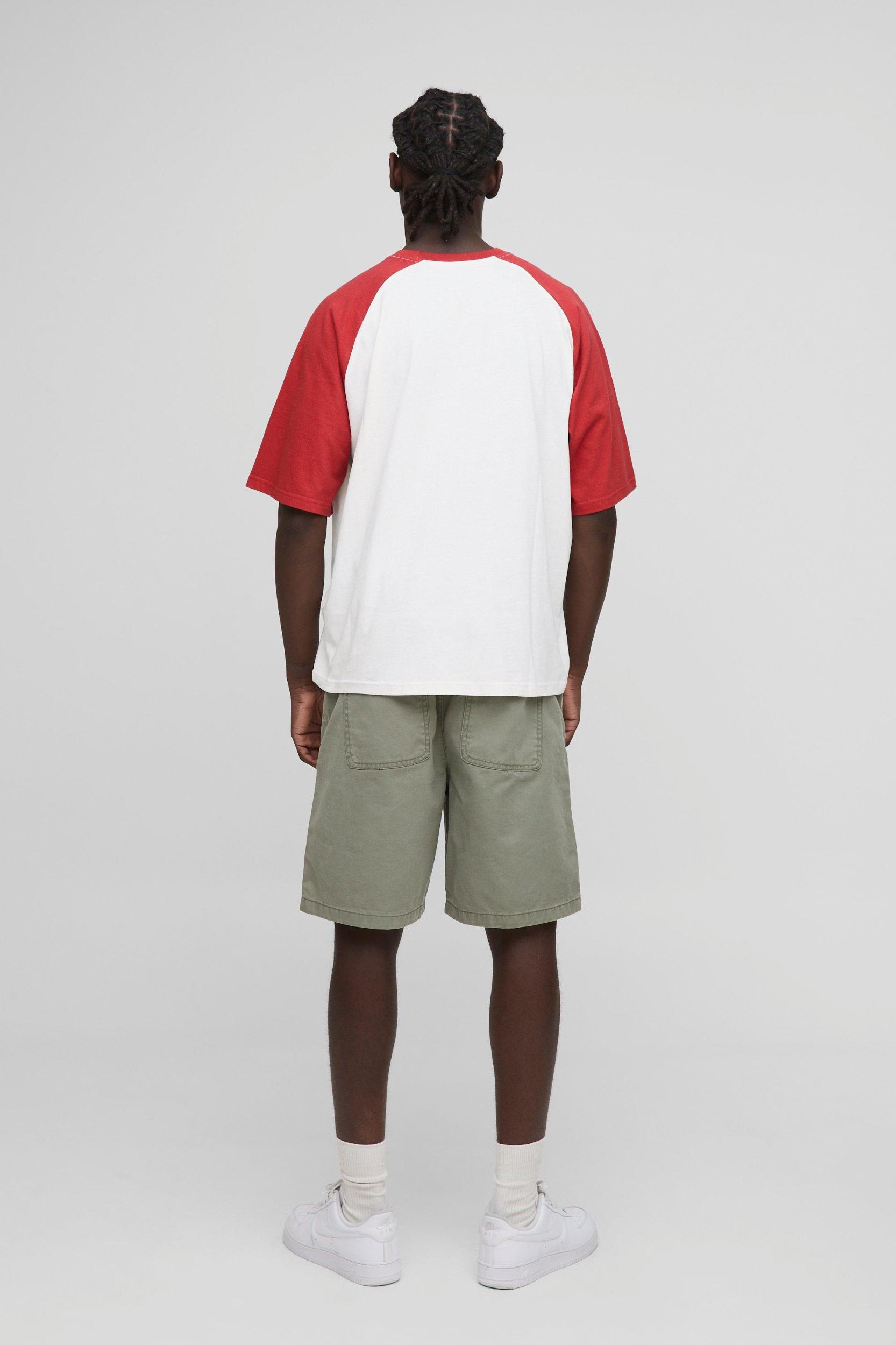 Oversized Homme Contrast Raglan T-Shirt | boohooMAN USA Product Image