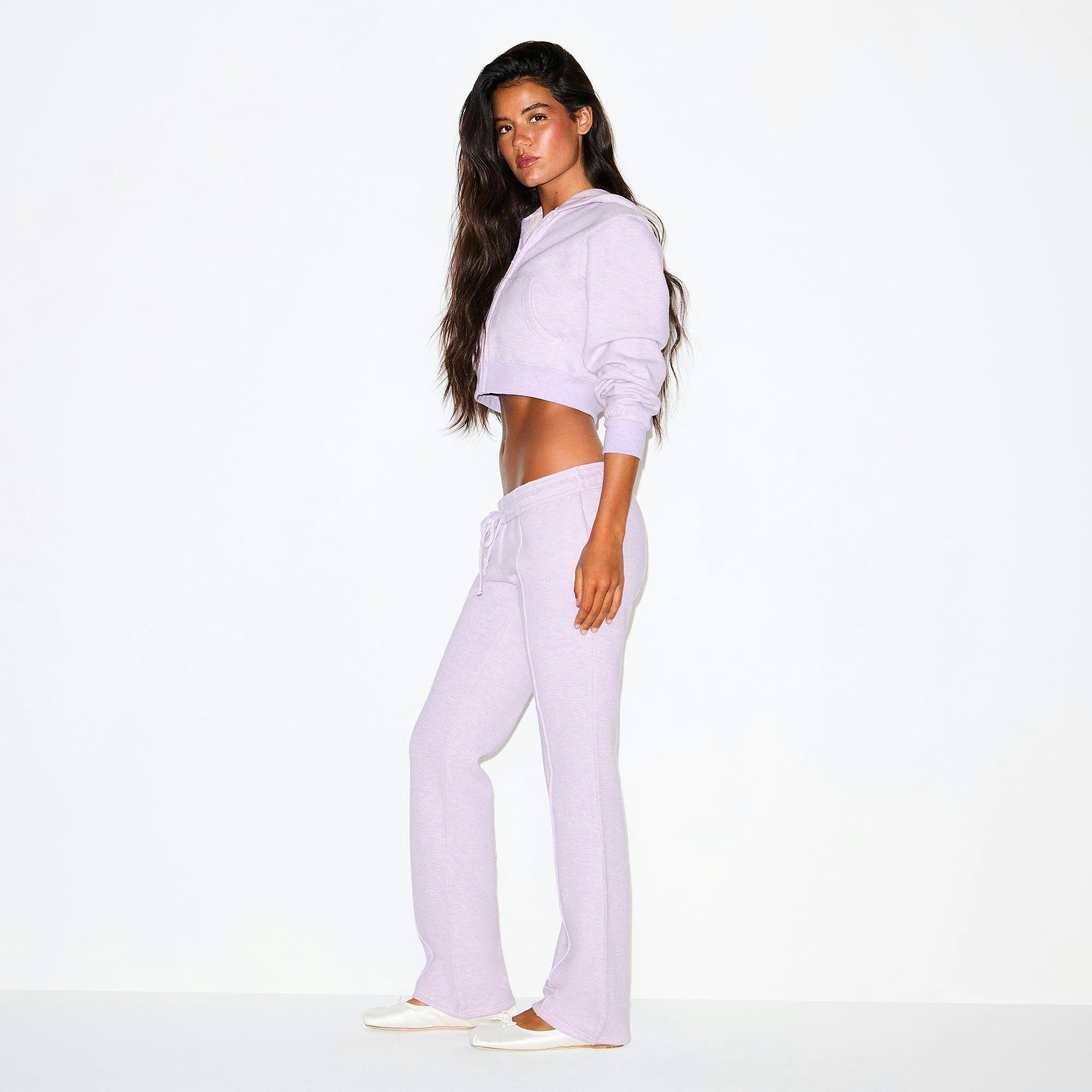 COTTON FLEECE LOW RISE SLIM PANT | PURPLE HEATHER Product Image
