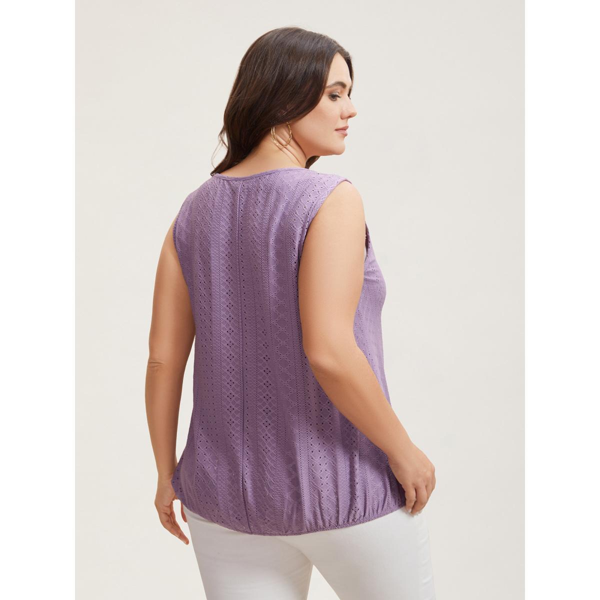 Plus Size Textured Button-Front Vest Women Mauve Casual Overlapping V-neck Everyday Tank Tops Camis BloomChic 30/6X Product Image