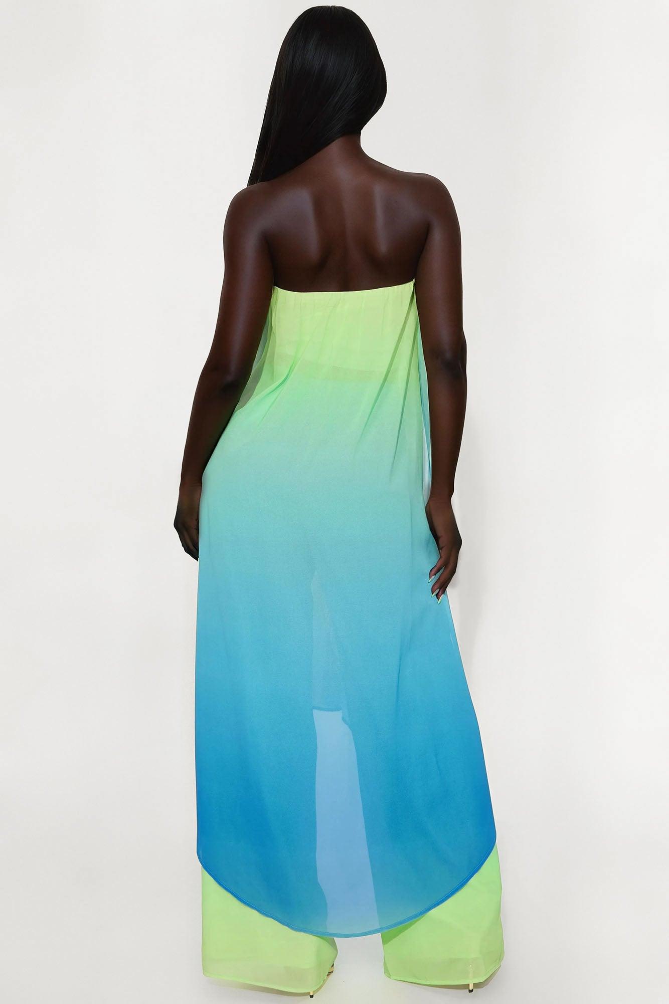 Wildflower Wish Ombre Wide Leg Pant Set - Blue/combo Female Product Image