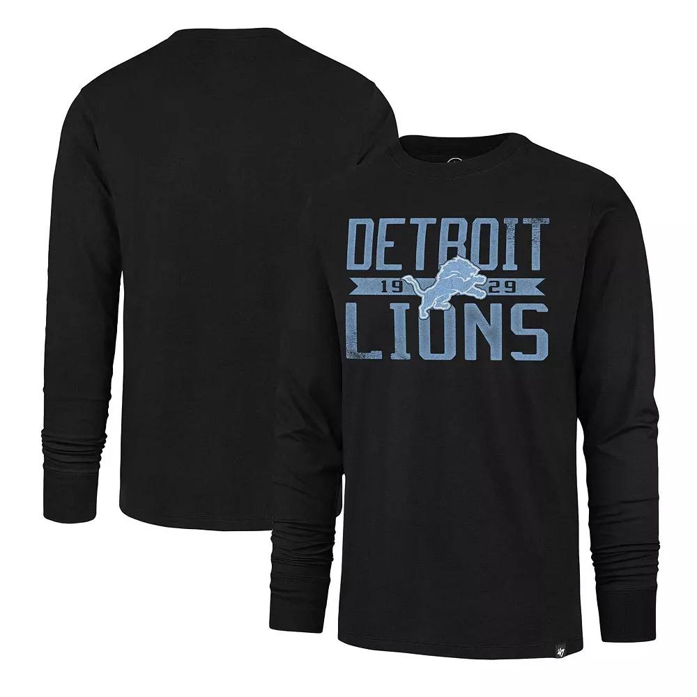 Men's '47 Black Detroit Lions Wide Out Franklin Long Sleeve T-Shirt, Size: Large Product Image