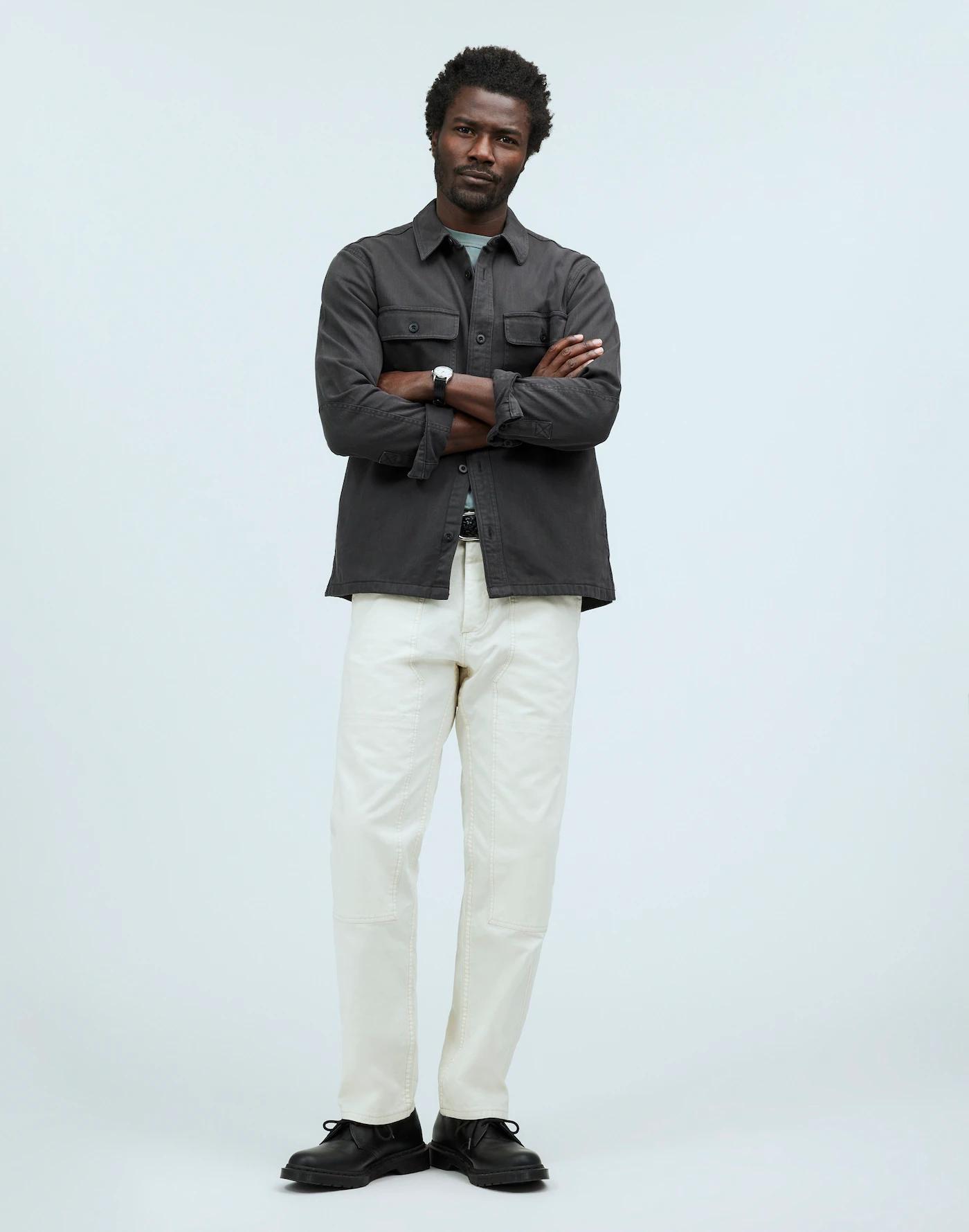 Straight Hem Garment-Dyed Work Shirt Product Image