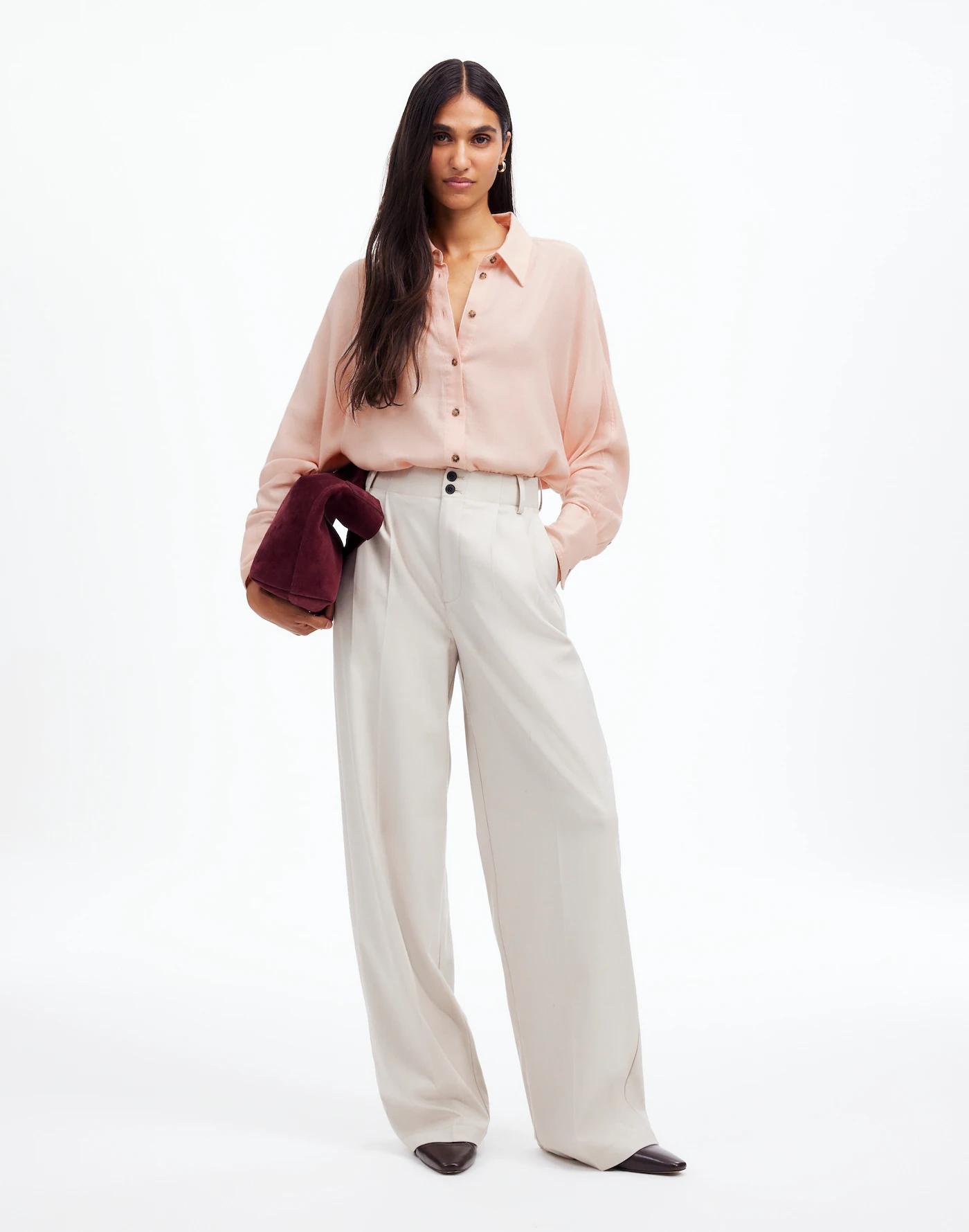 Heathered Flannel Dolman Button-Up Shirt Product Image