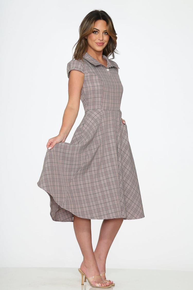 Brown Plaid Swing Dress Product Image