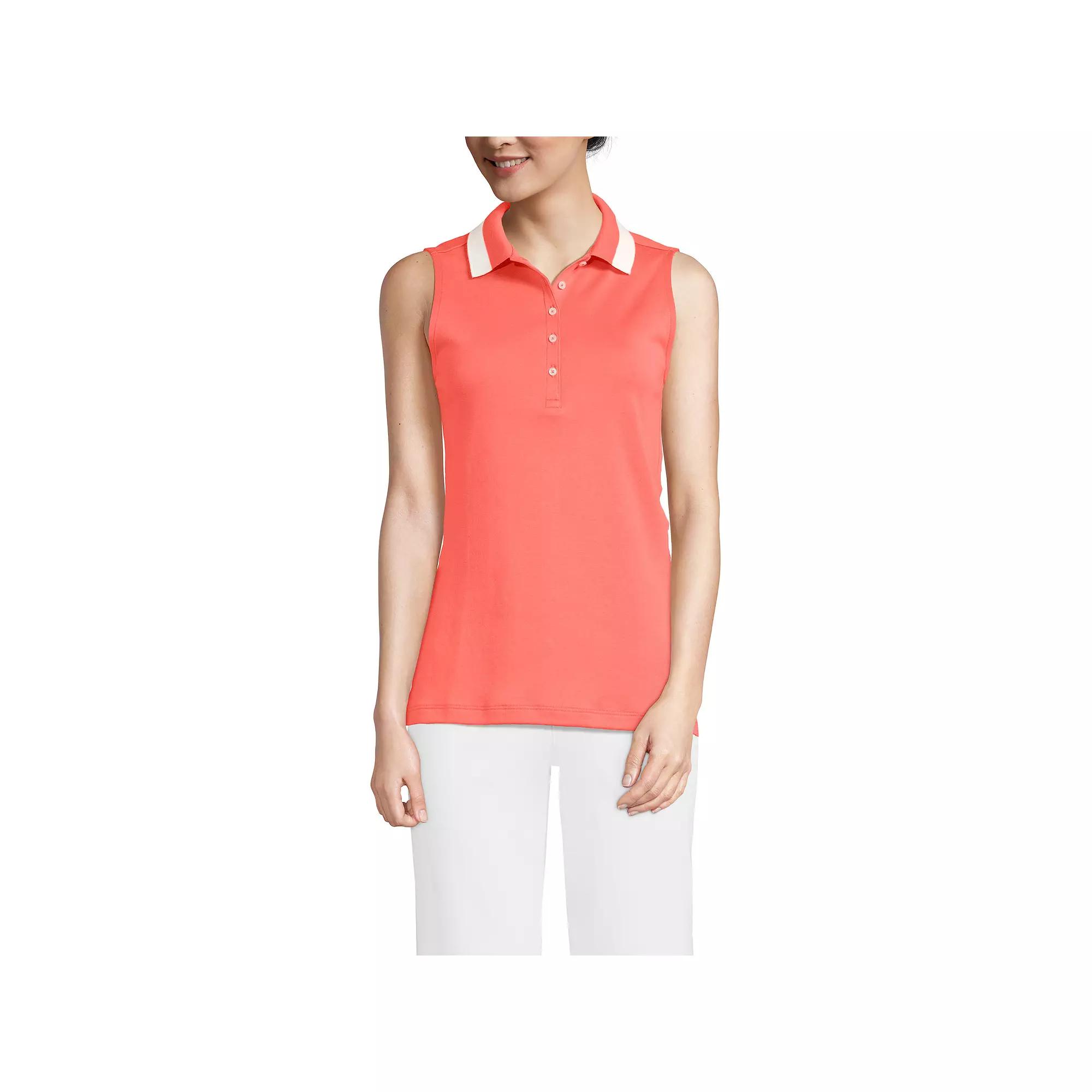 Women's Lands' End Sleeveless Supima Cotton Polo Shirt,  Product Image
