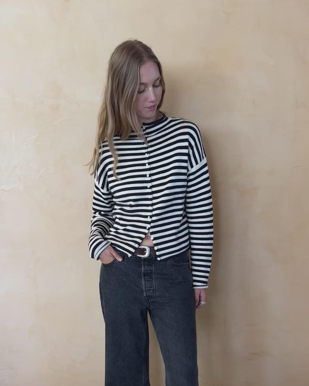 Taylor Striped Cardigan In Cotton Cashmere Product Image