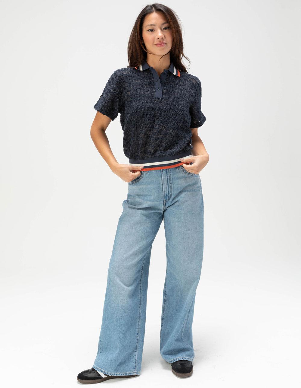 BRIXTON Retro Mesh Womens Polo Shirt - NAVY Product Image