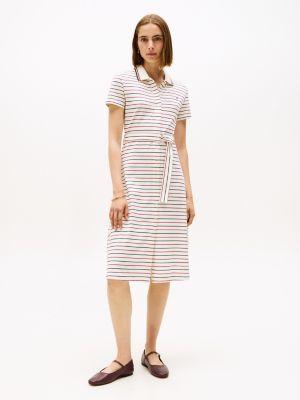Belted Stretch Pique Polo Midi Dress Product Image