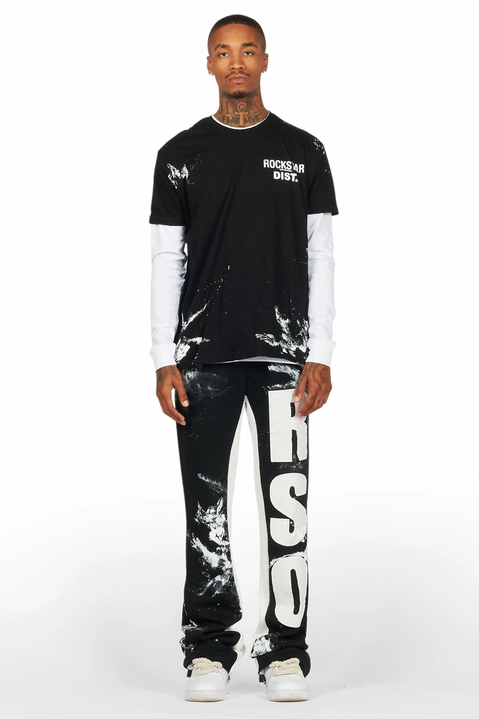 Allard Black/White Double Layer T-Shirt/Baggy Pant Set Male Product Image