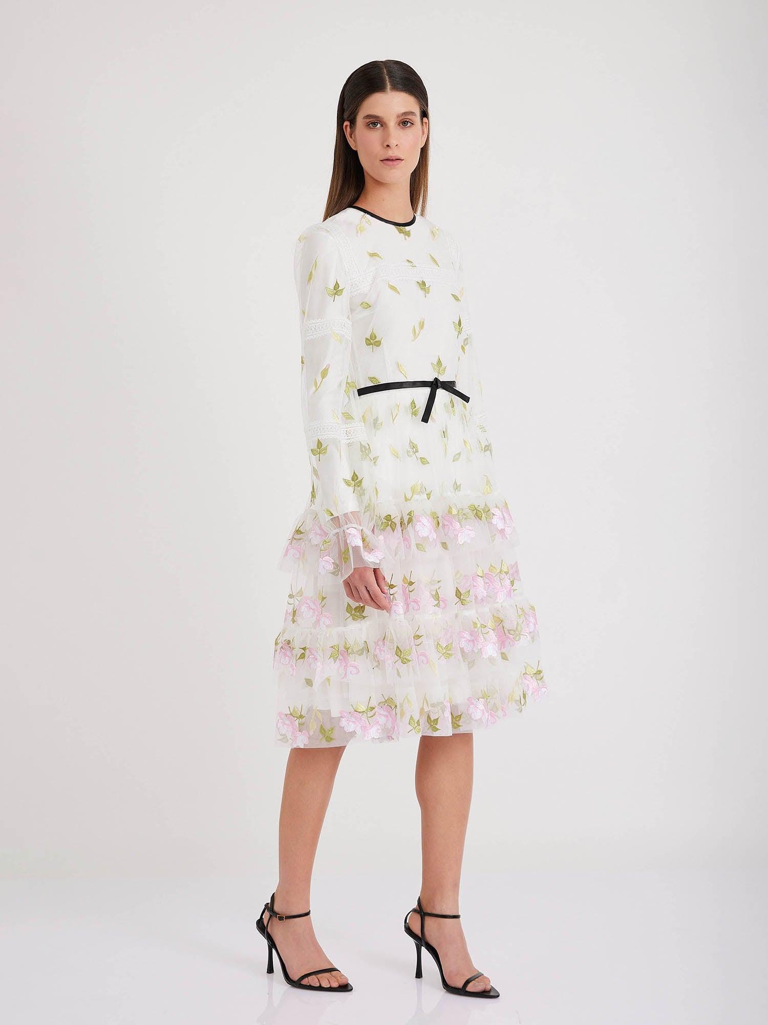 Shoshi Yegudayov Floral Tulle Dress Product Image