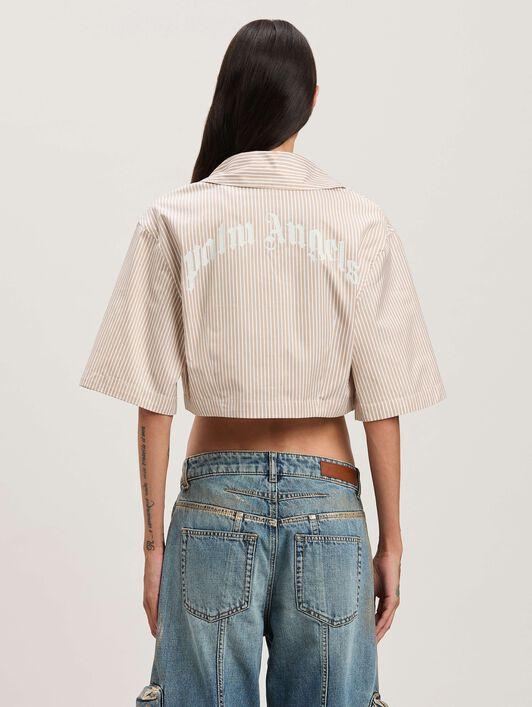 CURVED LOGO CROPPED SHIRT CAMEL - OFF WH Product Image
