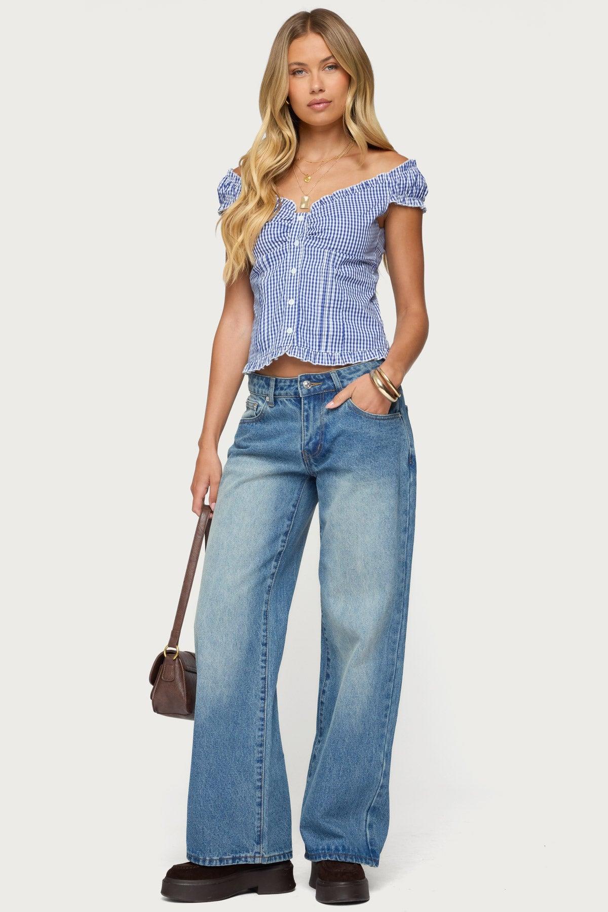 Dorothie Gingham Button Up Top Product Image