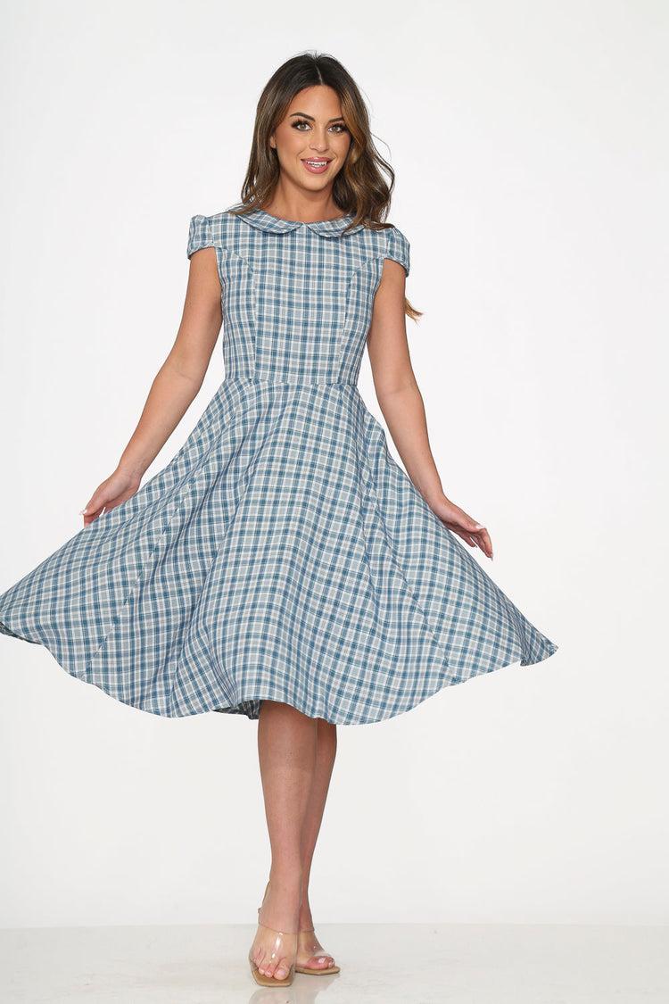 Blue Plaid Swing Dress Product Image