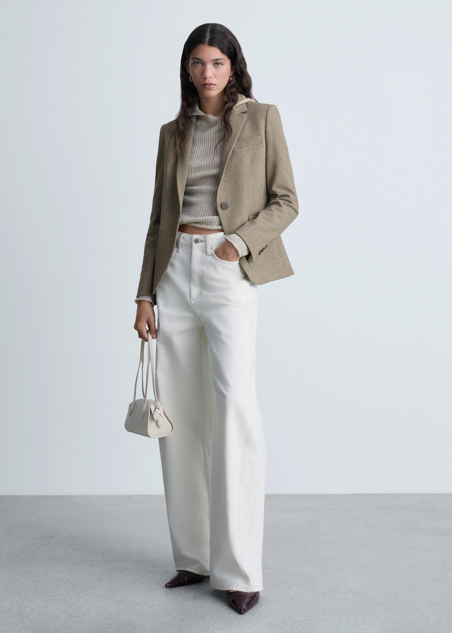 Micro-houndstooth tailored jacket - Women | MANGO USA Product Image