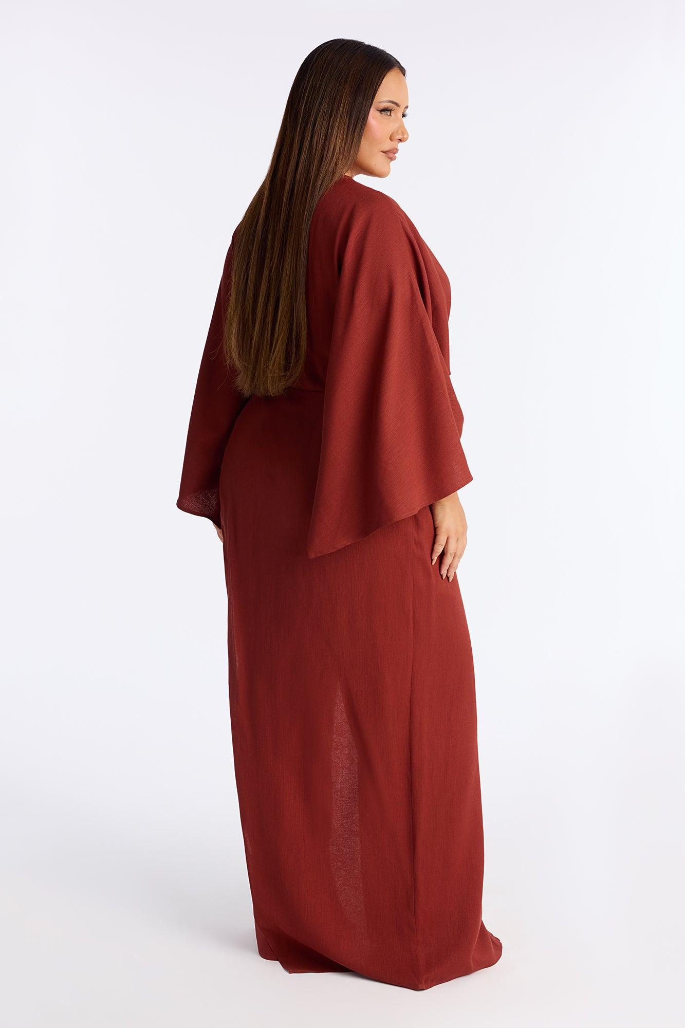 Shantal Long Sleeve Wrap Wide Leg Jumpsuit - Rust Female Product Image