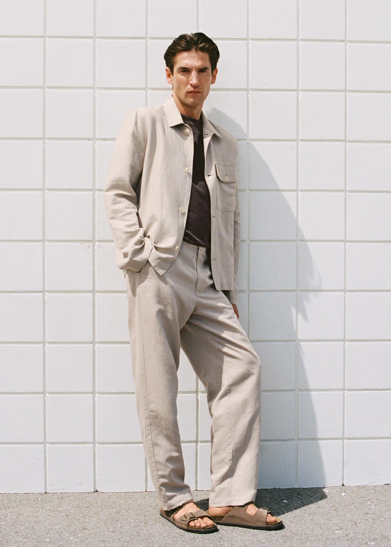 Regular-fit linen pants - Men | MANGO USA Product Image