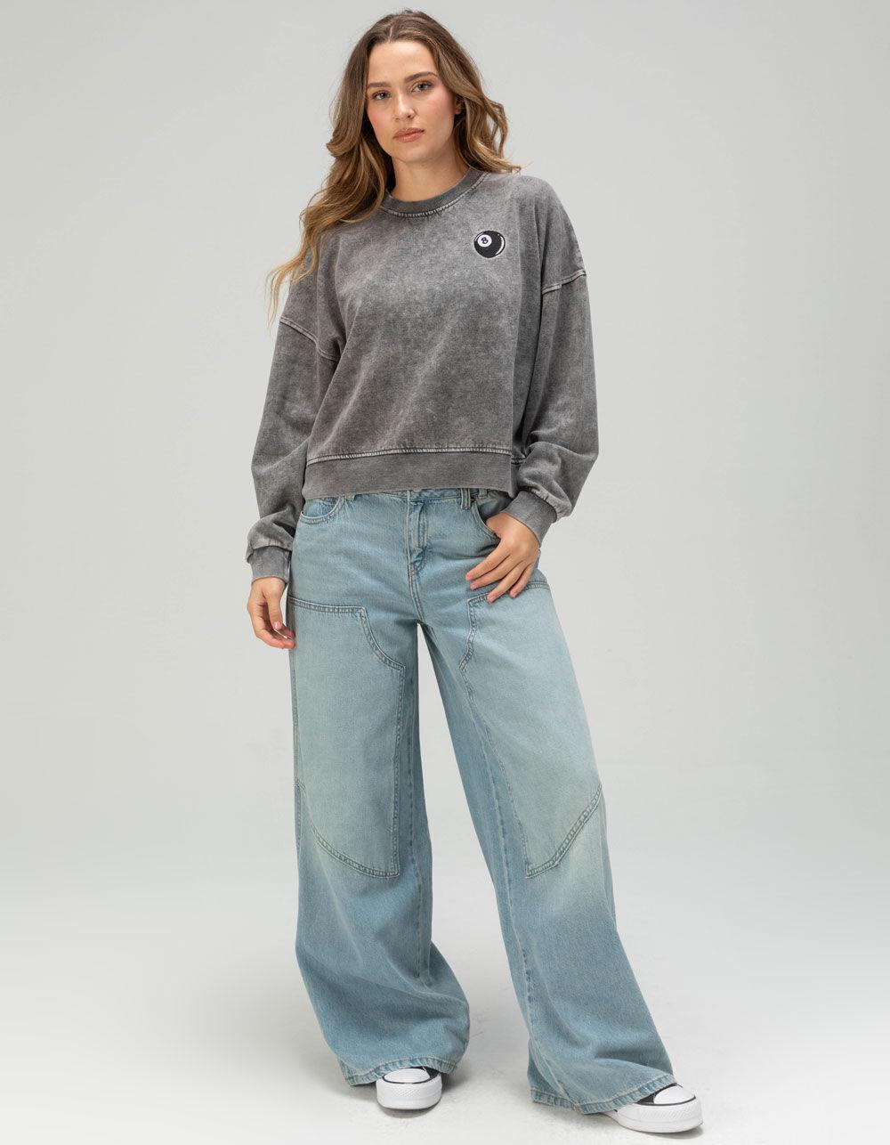 RSQ Womens 8 Ball Crewneck Sweatshirt - GRAY Product Image