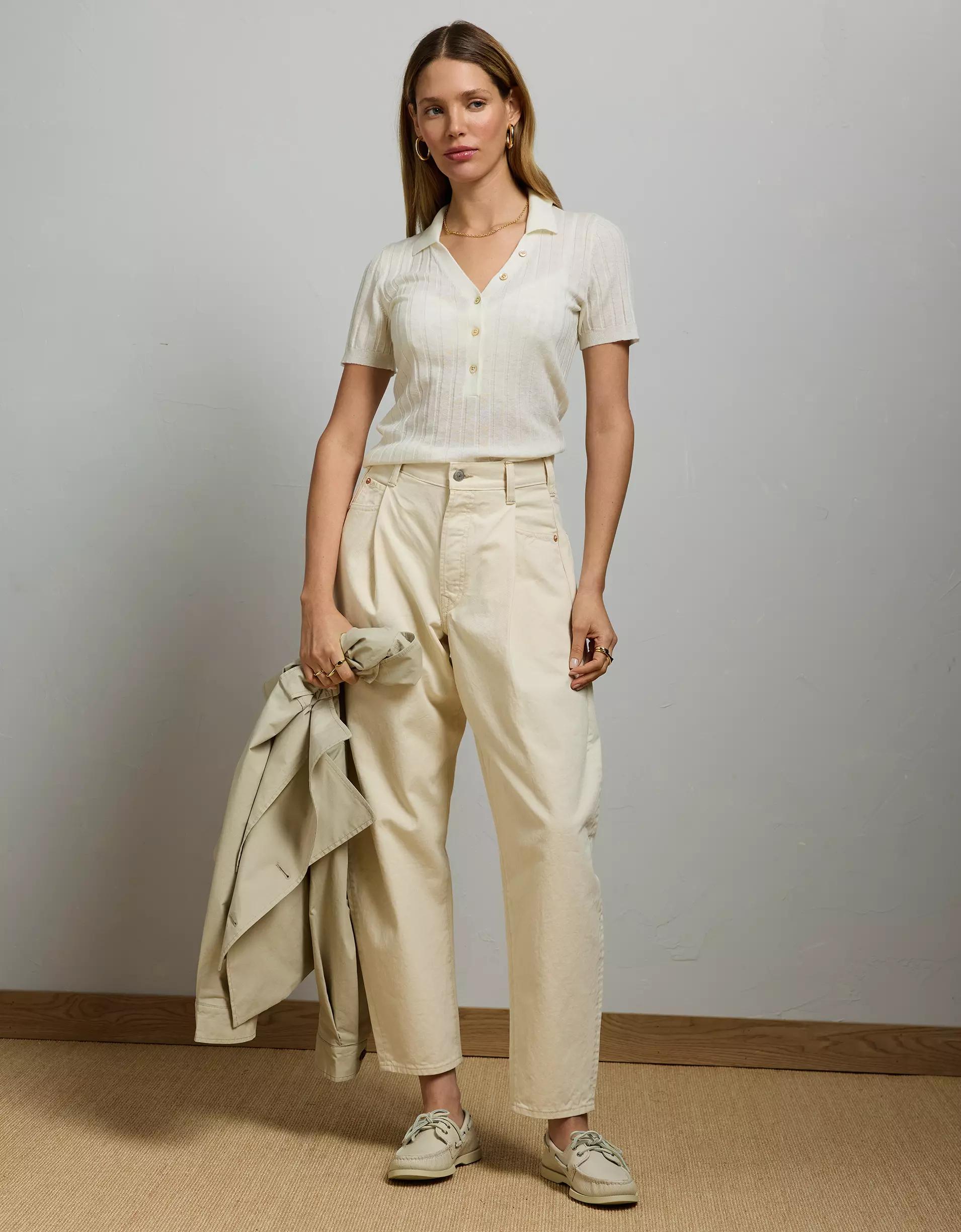 AE77 Premium Wool-Silk Blend Polo Shirt Product Image