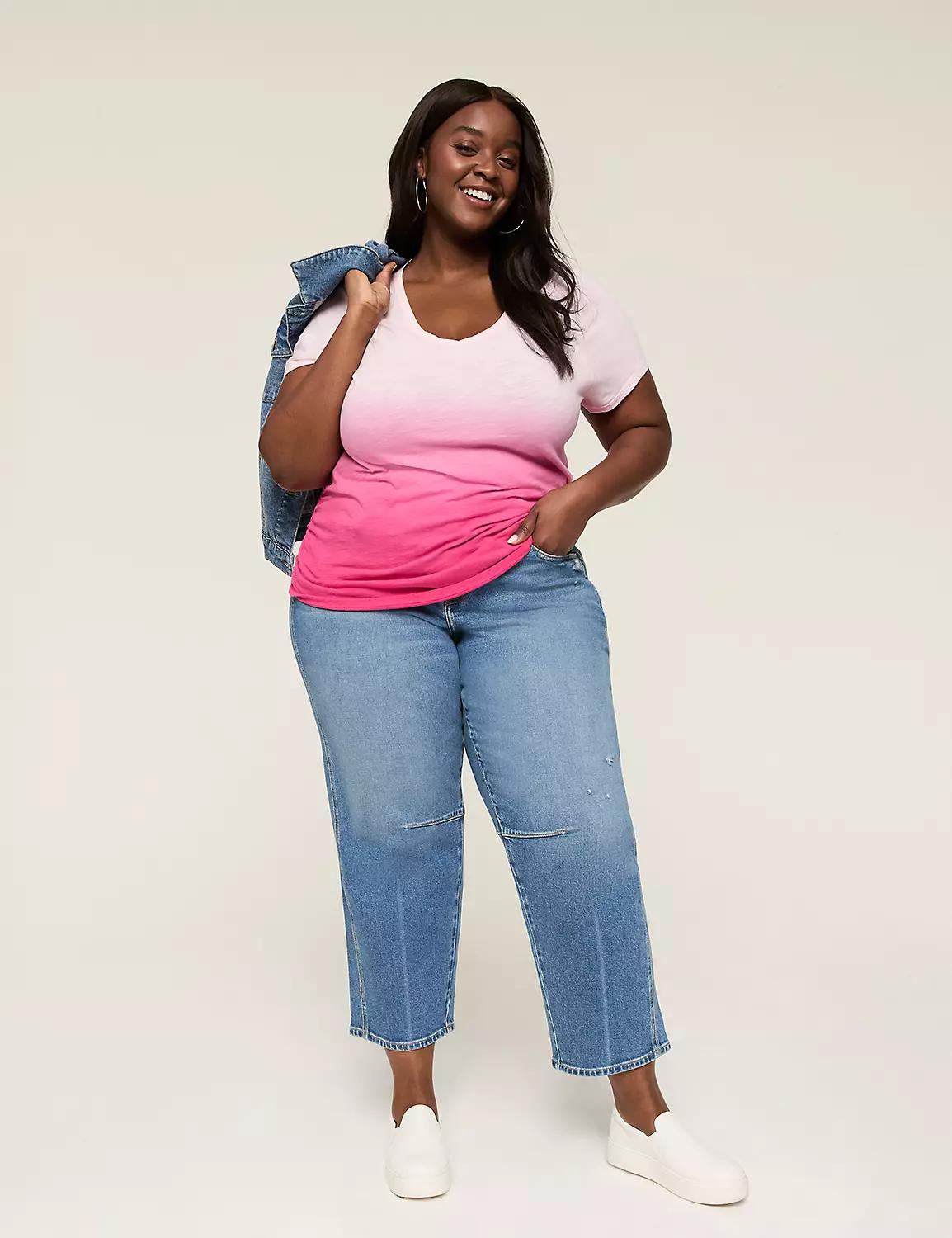 Short-Sleeve V-Neck Side-Ruched Tee Product Image