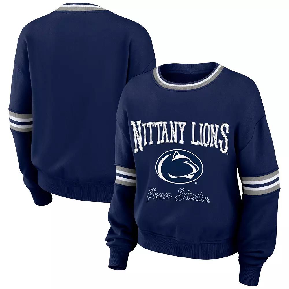 Women's WEAR by Erin Andrews Navy Penn State Nittany Lions Vintage Pullover Sweatshirt,  Product Image