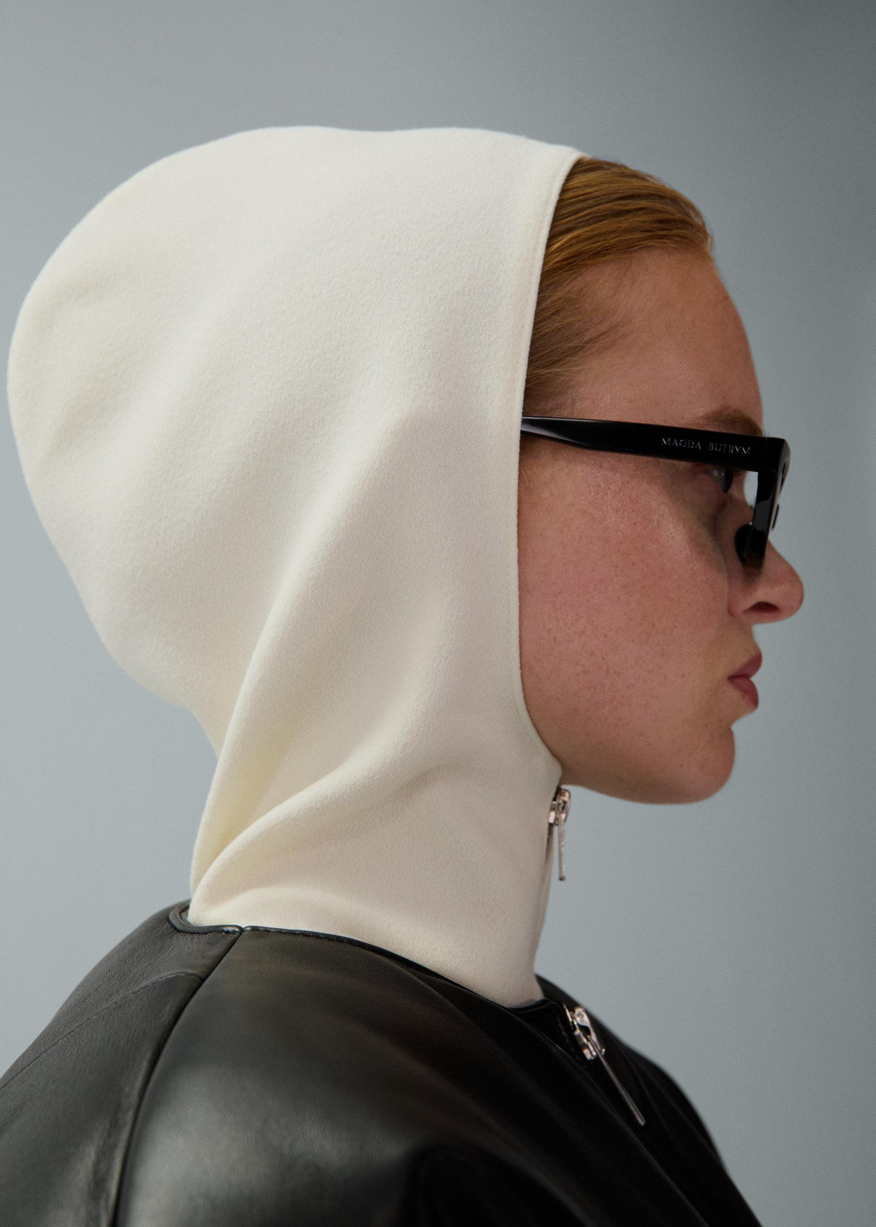 Half zip hoodie in cream Product Image