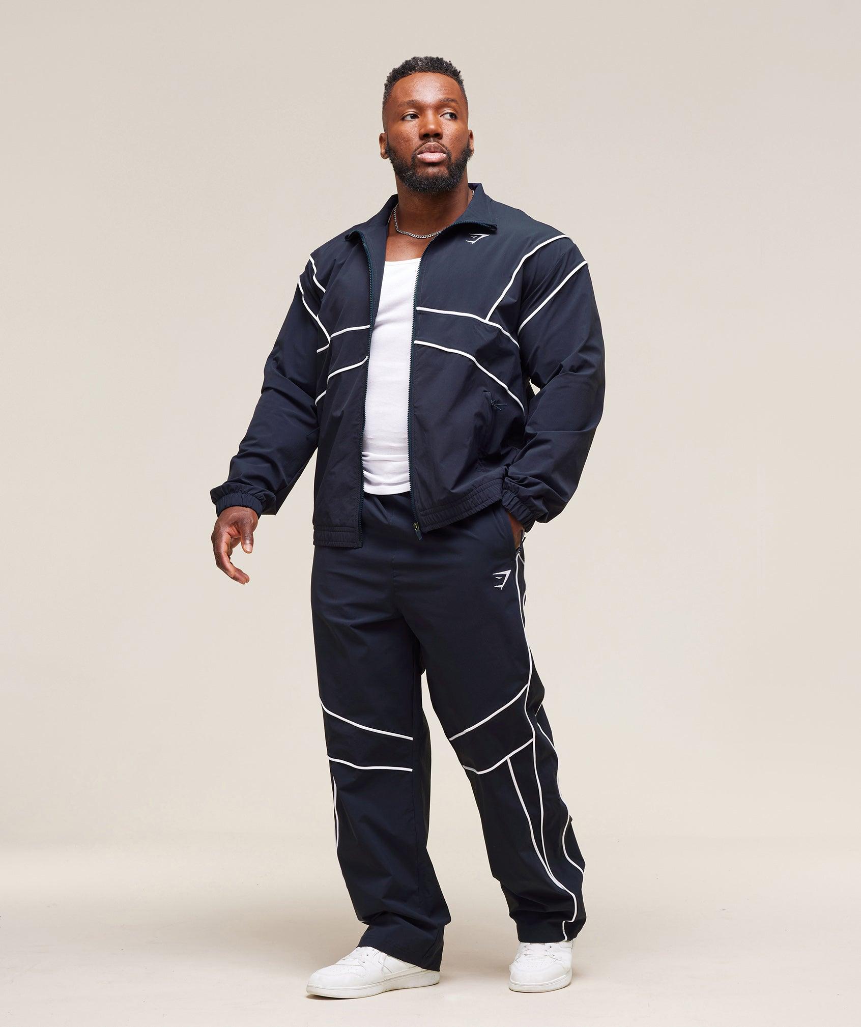 Gymshark Retro Crinkle Track Jacket - Heavy Blue Male Product Image