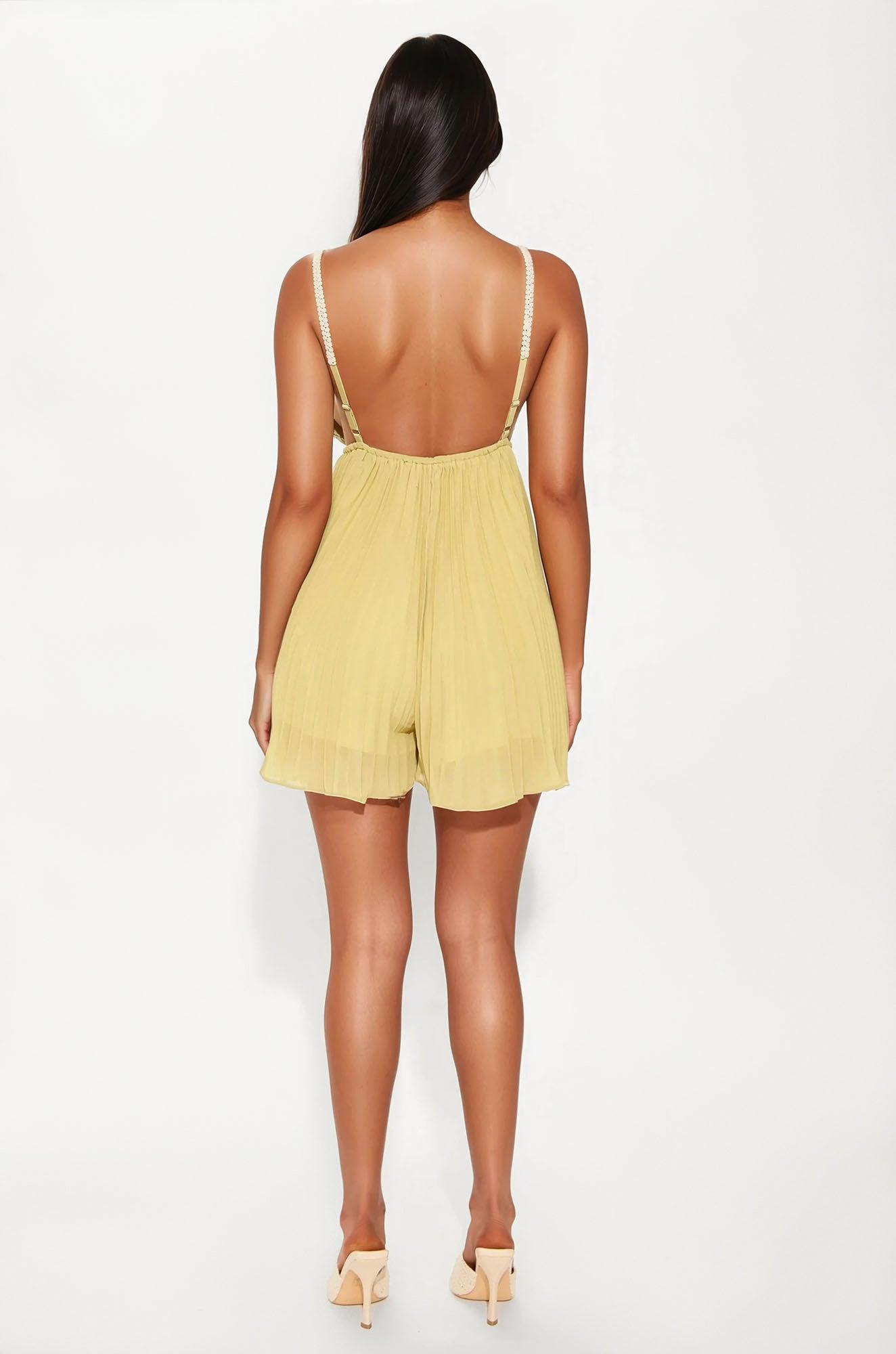 Vanya Chiffon Vacation Romper - Chartreuse Female Product Image