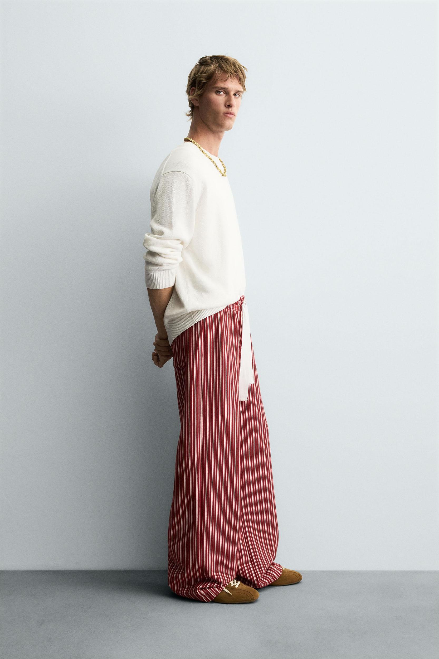 STRIPED RELAXED FIT PANTS Product Image
