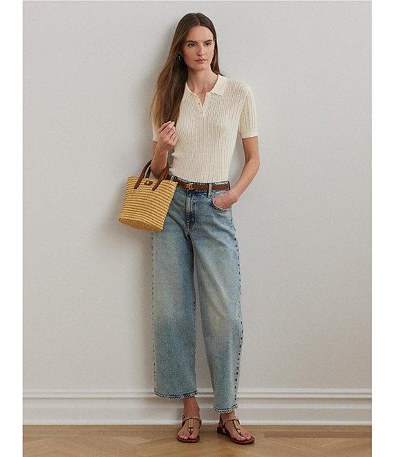Lauren Ralph Lauren High-Rise Wide Leg Cropped Jeans Product Image