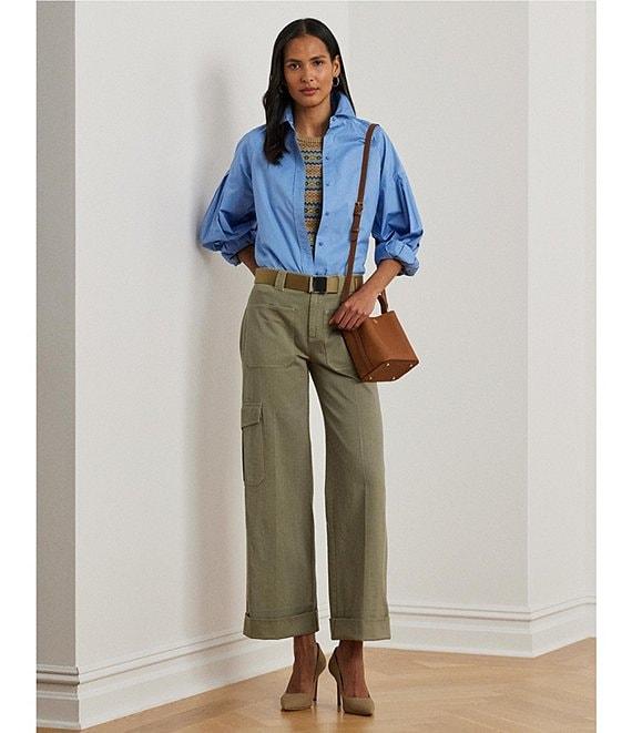 Lauren Ralph Lauren Petite Size Cotton-Blend Printed Ribbed Crew Neck Short Sleeve Sweater Product Image