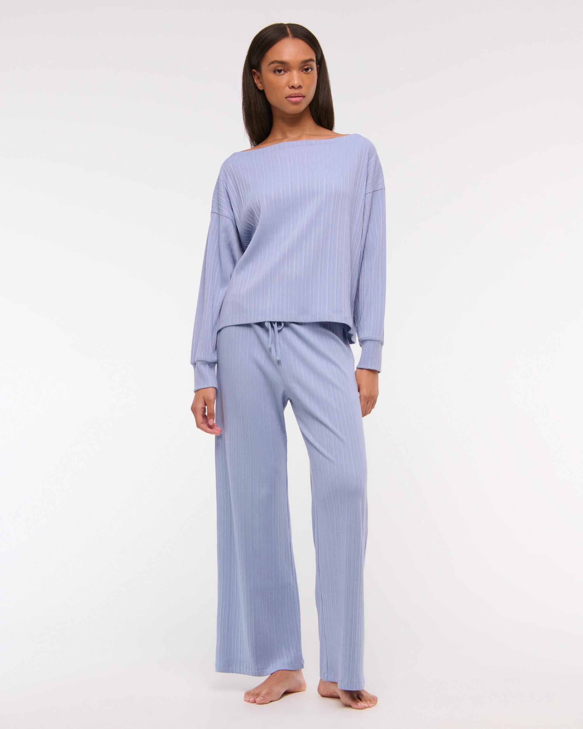 Long-Sleeve Lounge Wide Rib Slash Top Product Image