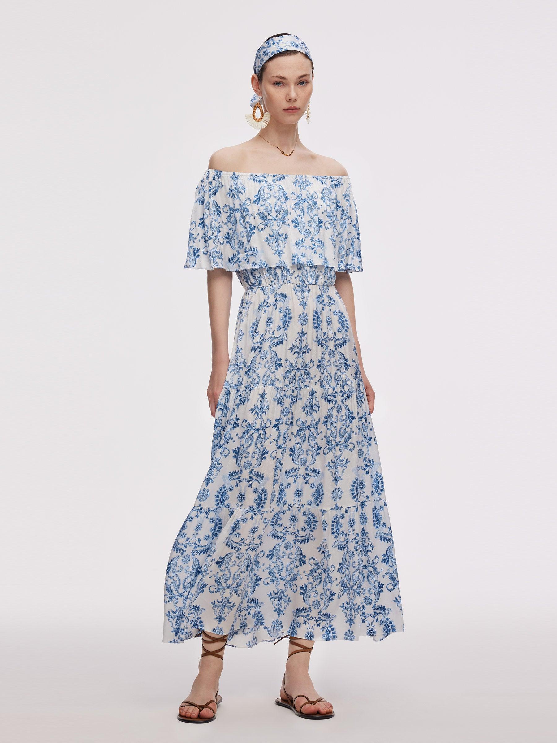 Floral Print Women Convertible Neckline Maxi Dress Product Image