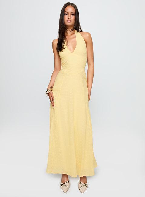 Summer State Halter Maxi Dress Yellow Product Image