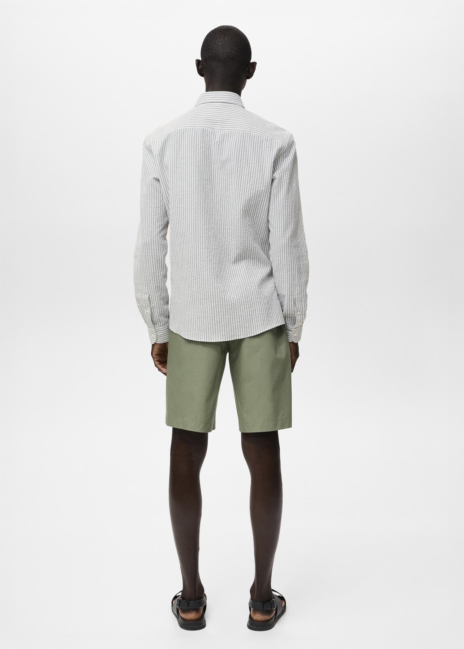 Regular-fit stripe-textured shirt - Men | MANGO USA Product Image