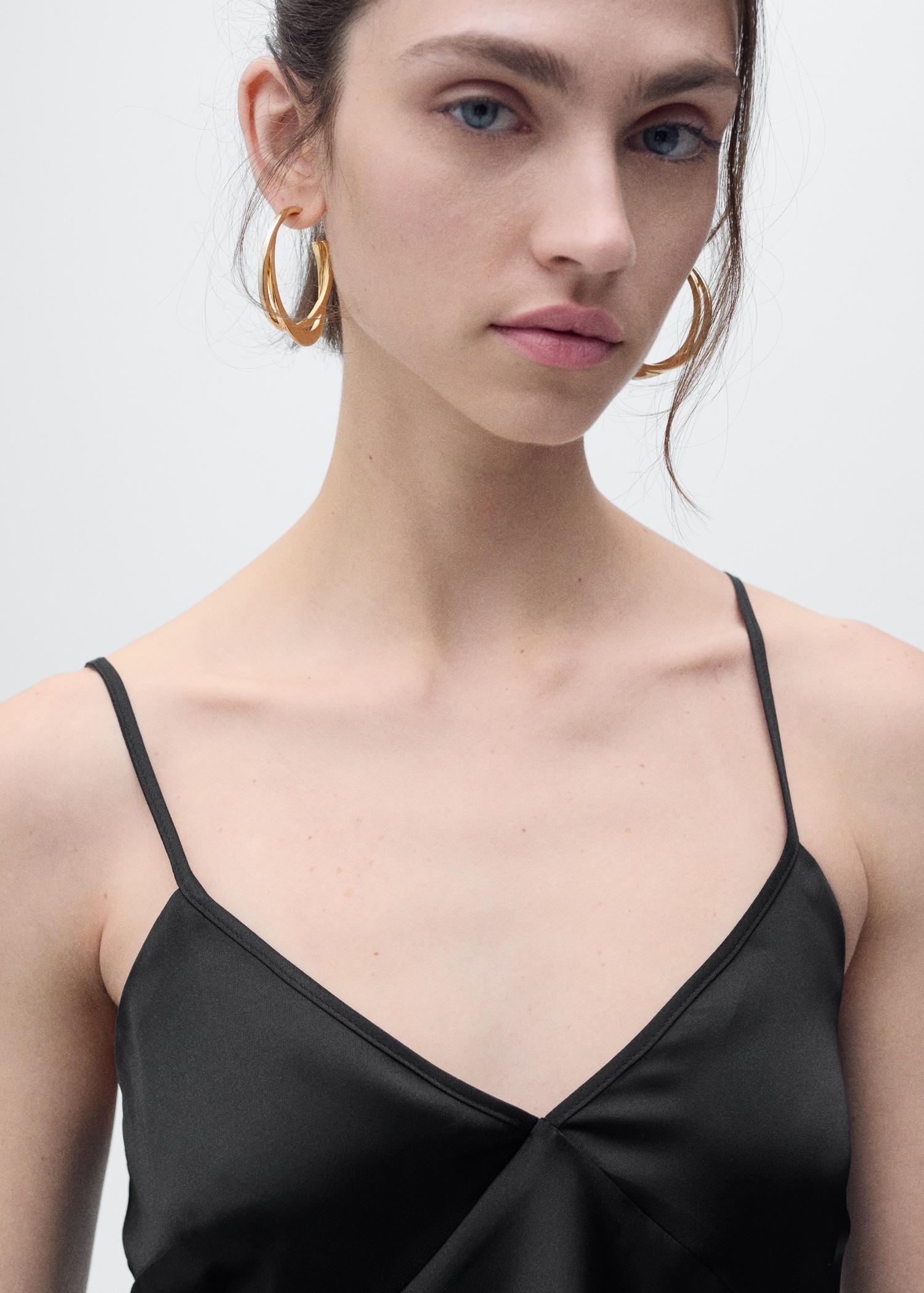 V-neck satin top - Women | MANGO USA Product Image