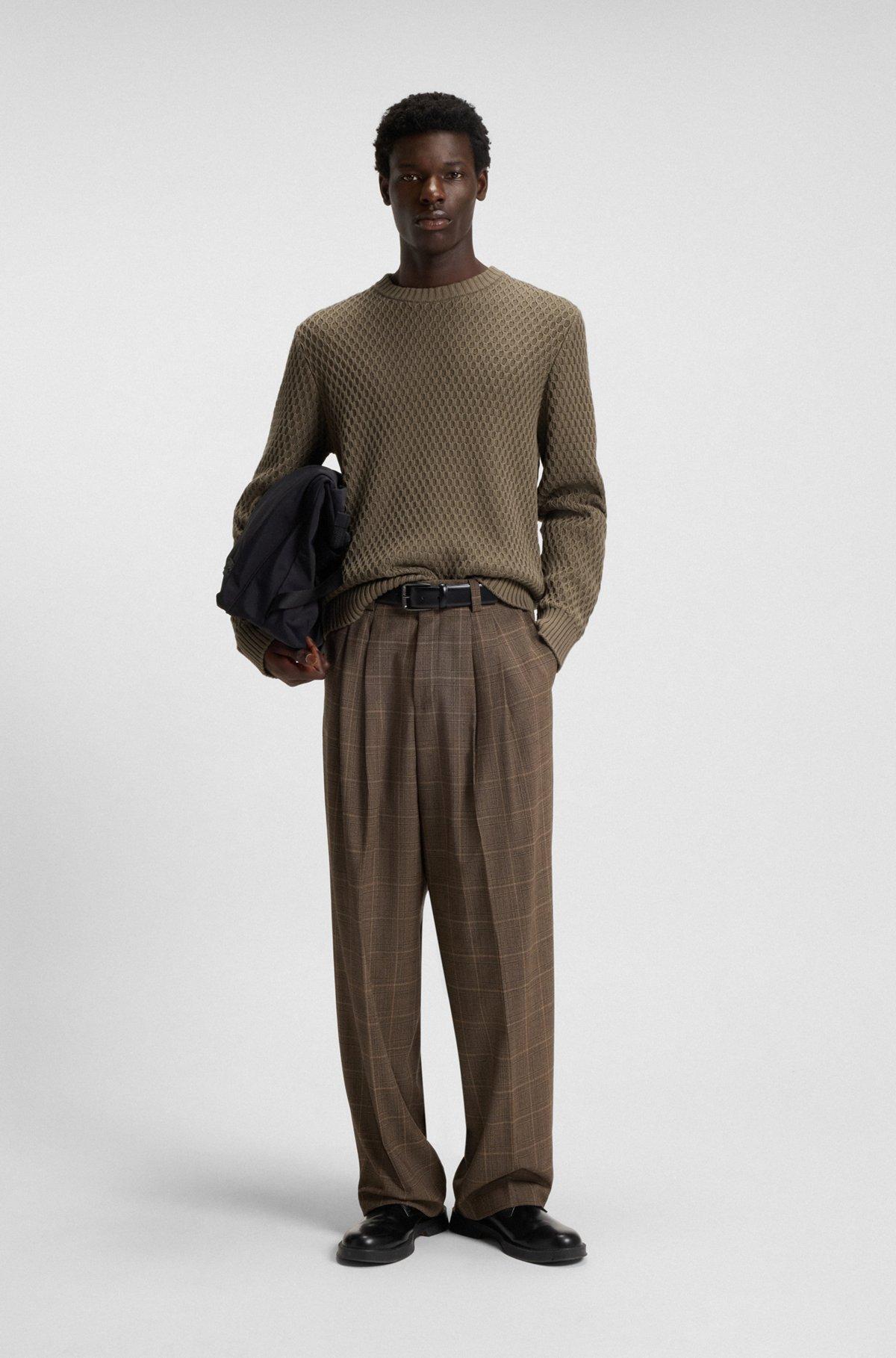 Cotton sweater with 3D knit structure Product Image