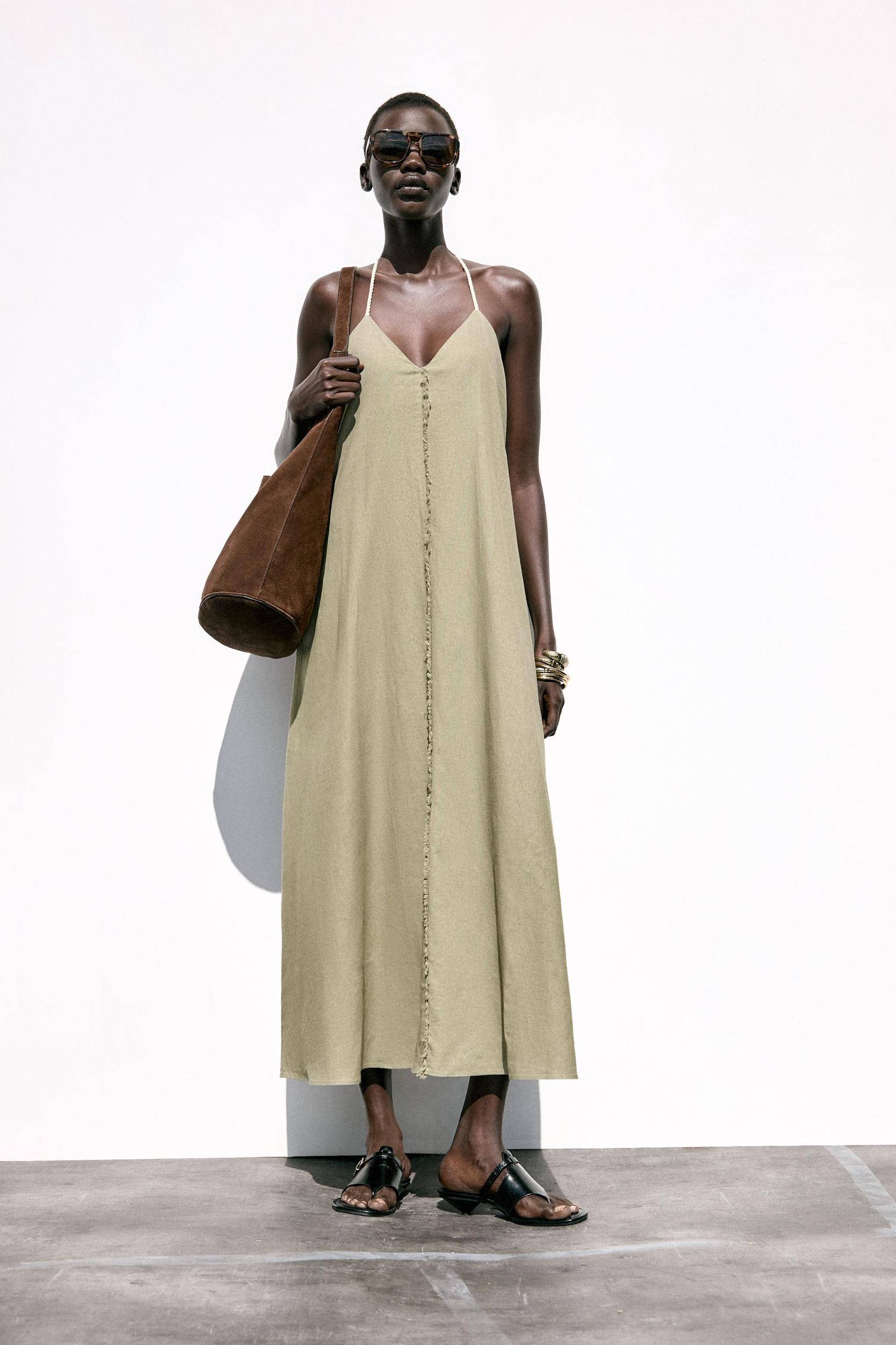 VOLUMINOUS LINEN MIDI DRESS Product Image